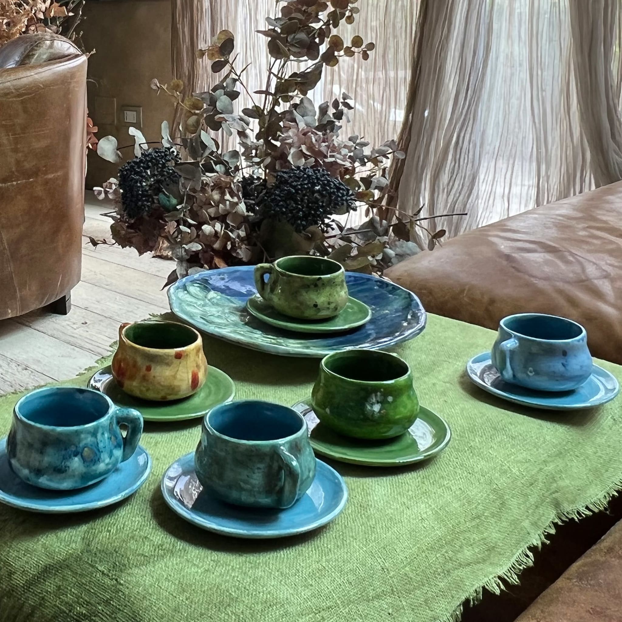 Jade Teal & Blue Espresso Cup with Saucer - Alternative view 1