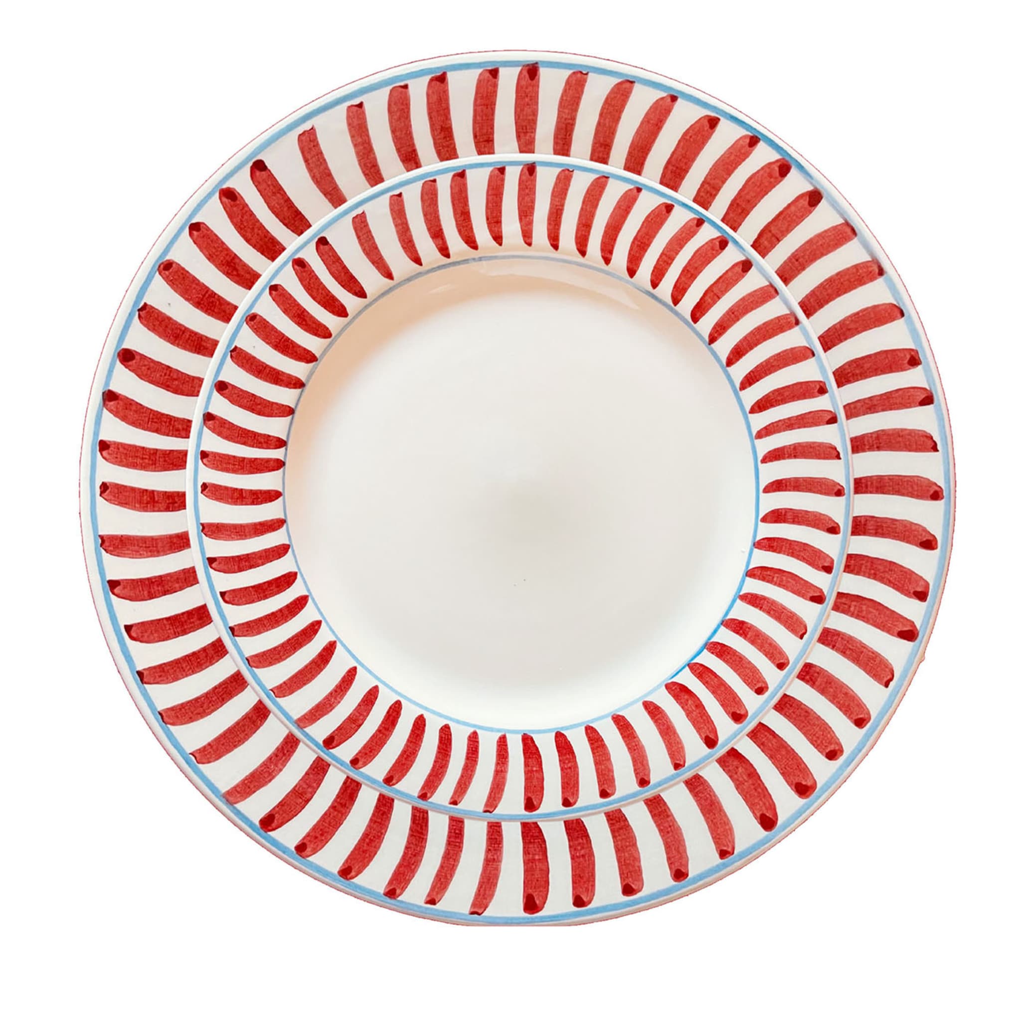 Set of 12 Ceramic Red Dining Plates - Main view