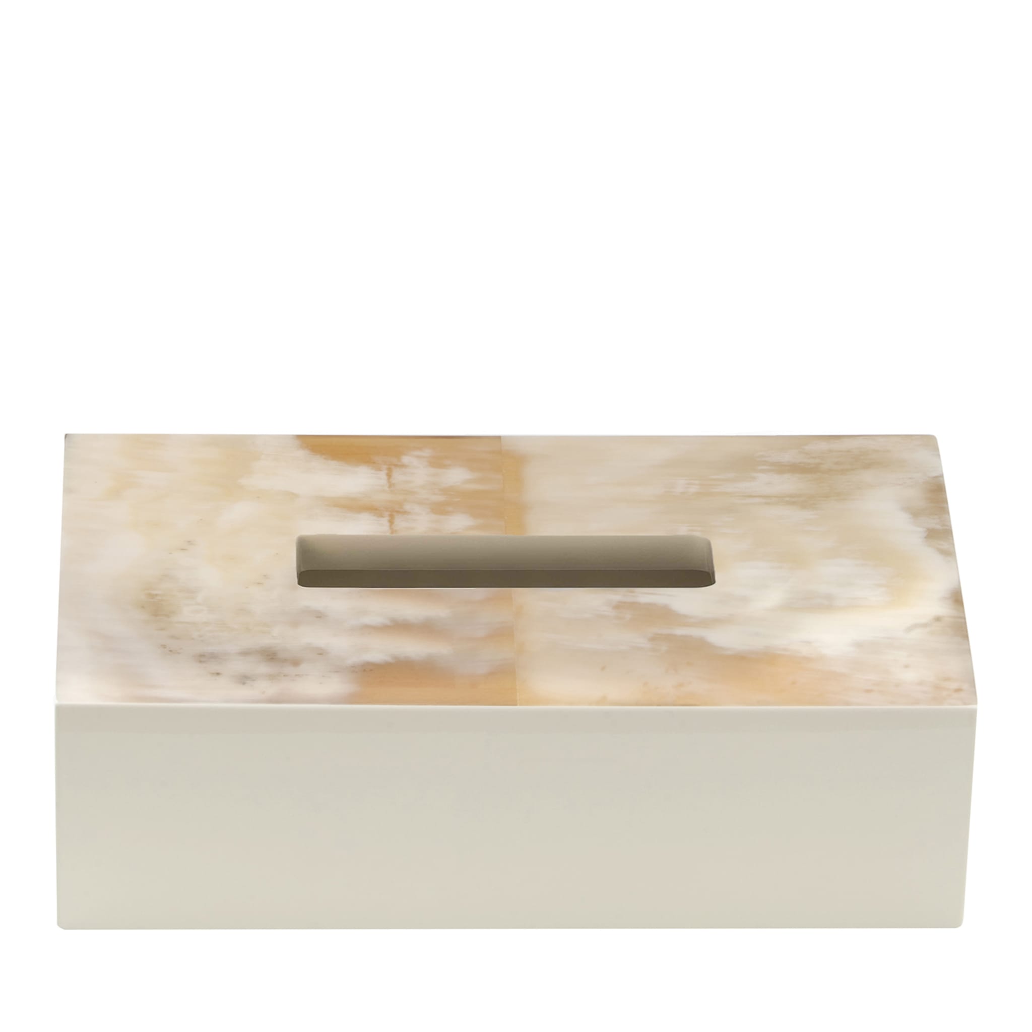 Armida Caja de pañuelos de marfil con inserto de cuerno - Vista principal