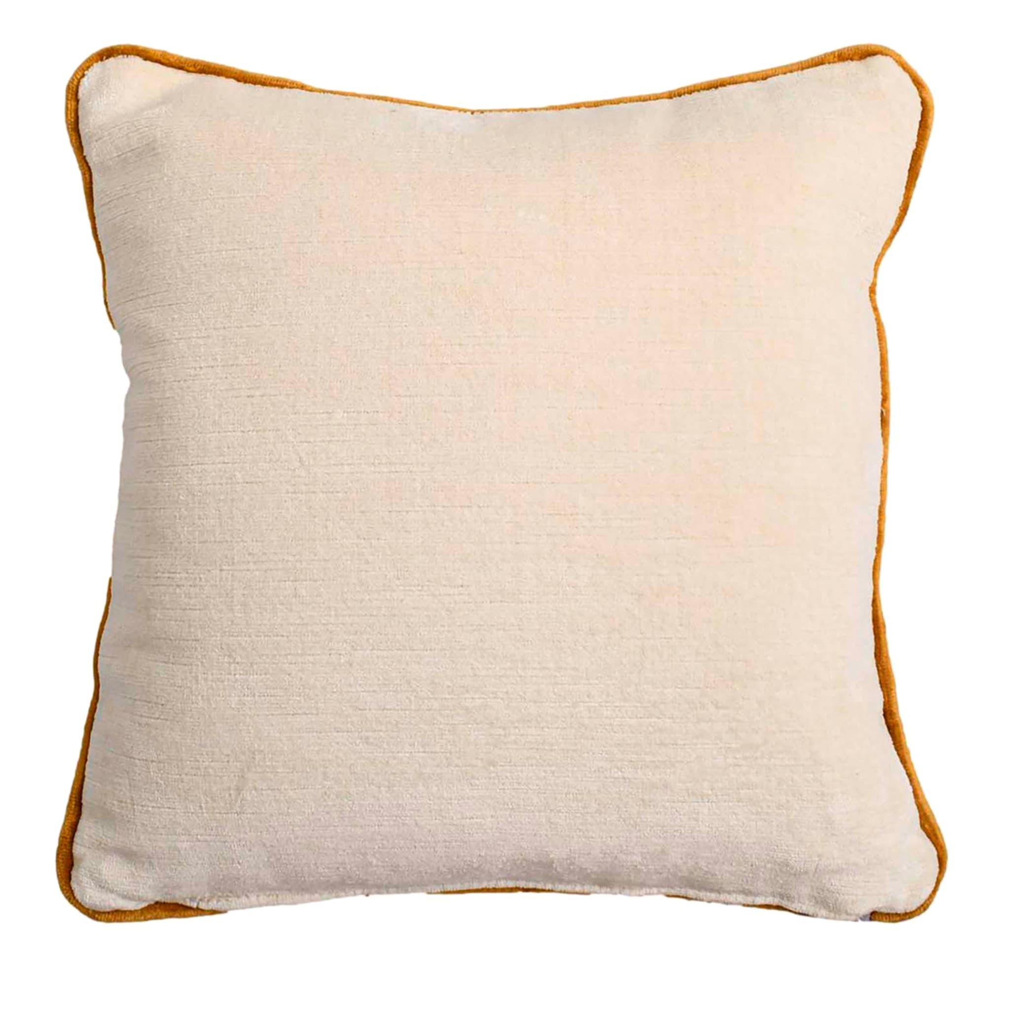 Ivory and Gold Linen Velvet Square Carrè Cushion - Main view