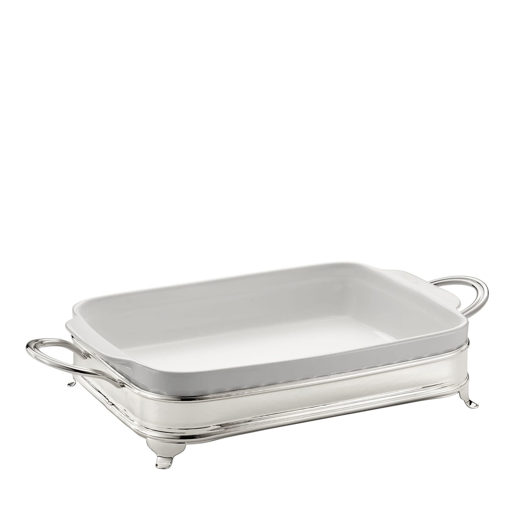 Rectangular Baking Dish with Two-Handle Silver Holder - Main view