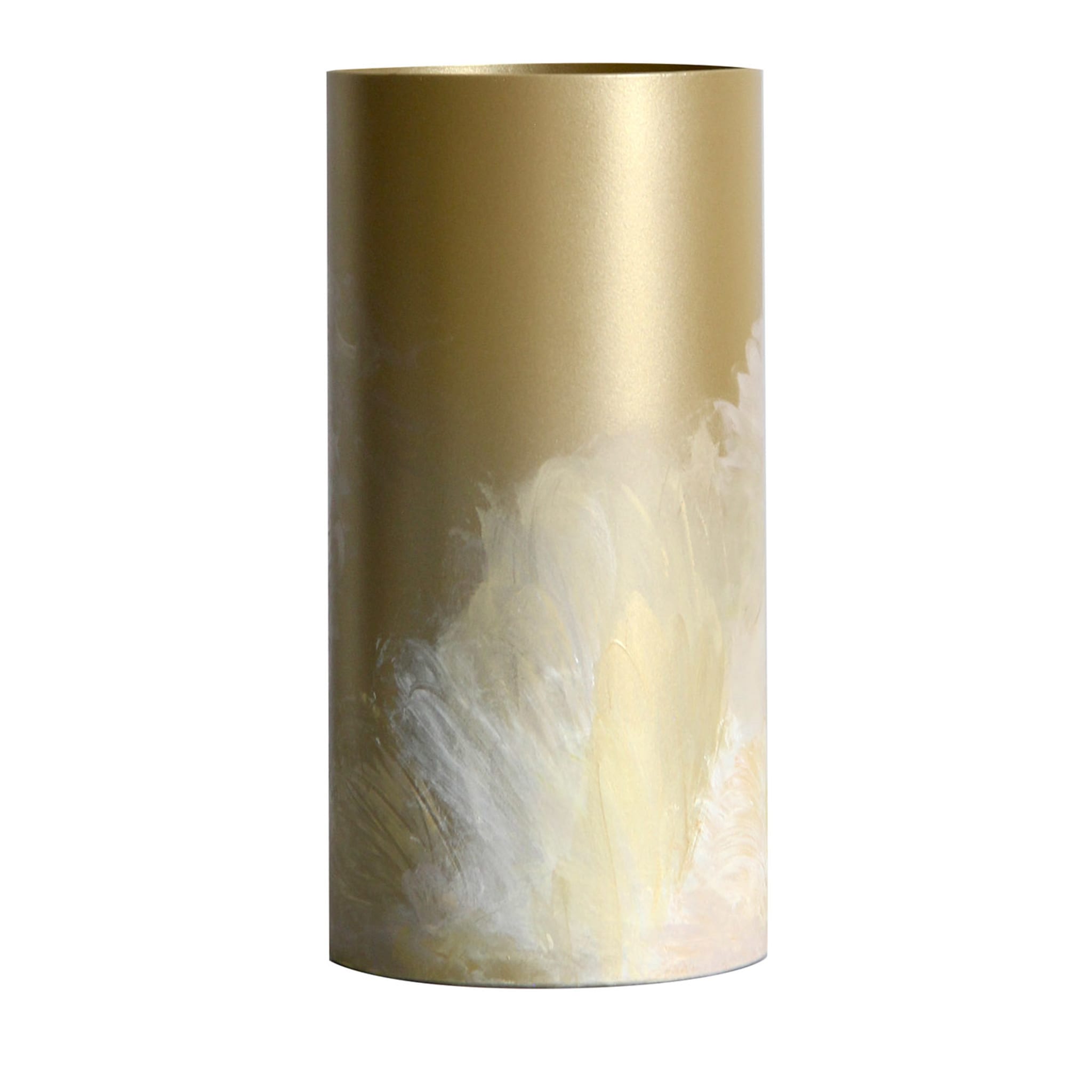 Flora M Cylindrical Golden Vase by Gabriela Azar Rubagotti #3 - Main view