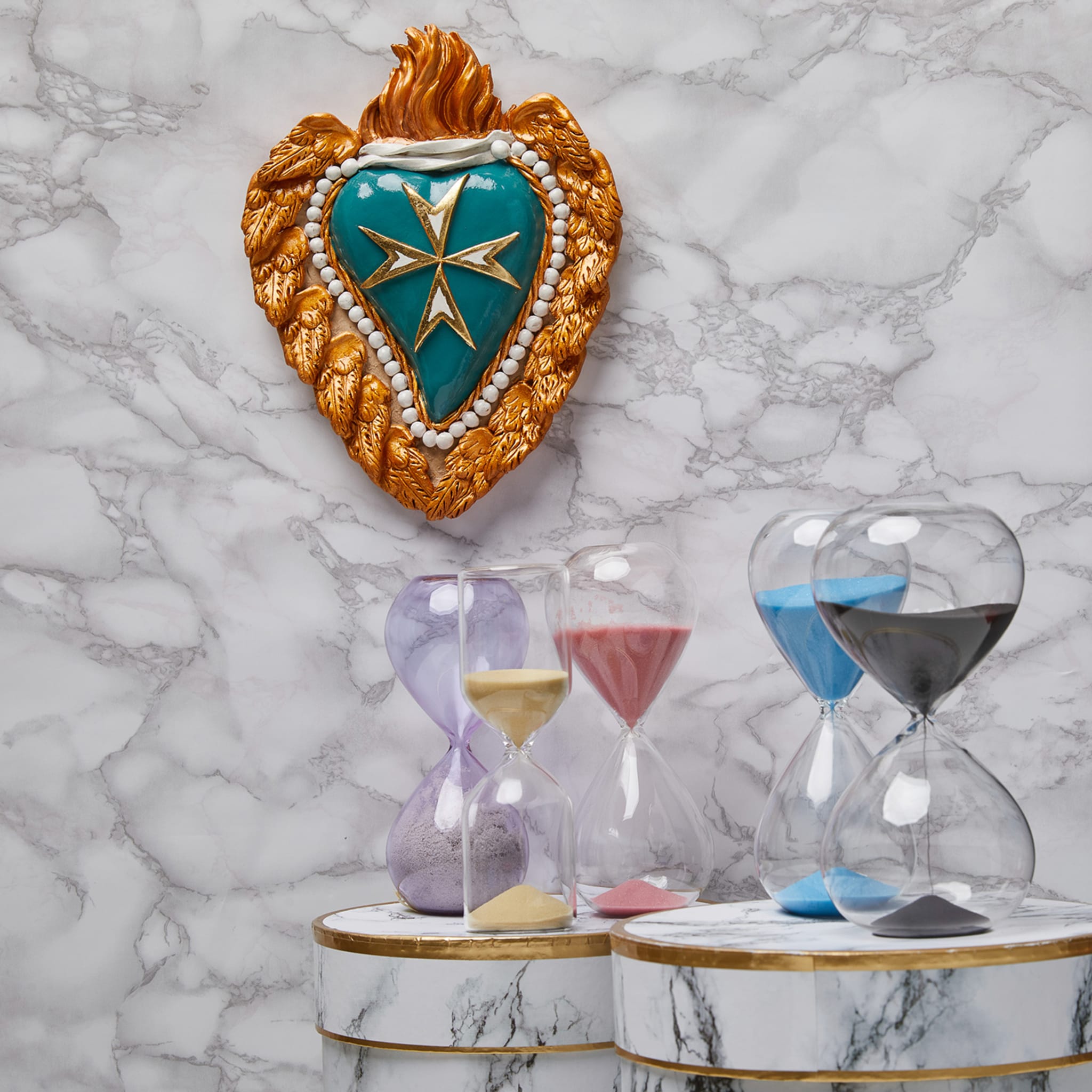 CROSS MY HEART TURQUOISE AND GOLD CERAMIC HEART - Alternative view 1