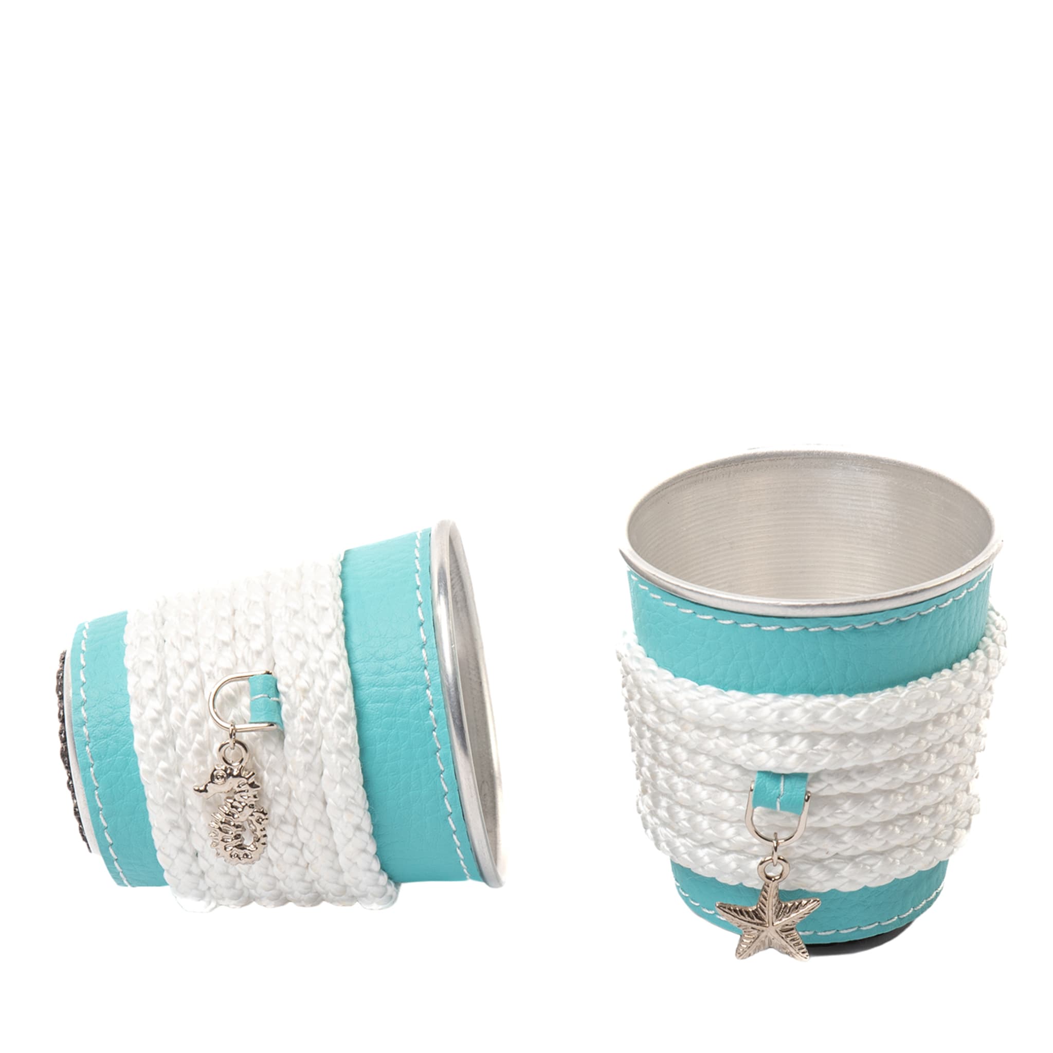 Turquoise & White Set of 6 Aluminum Paper Cup Holders - Main view