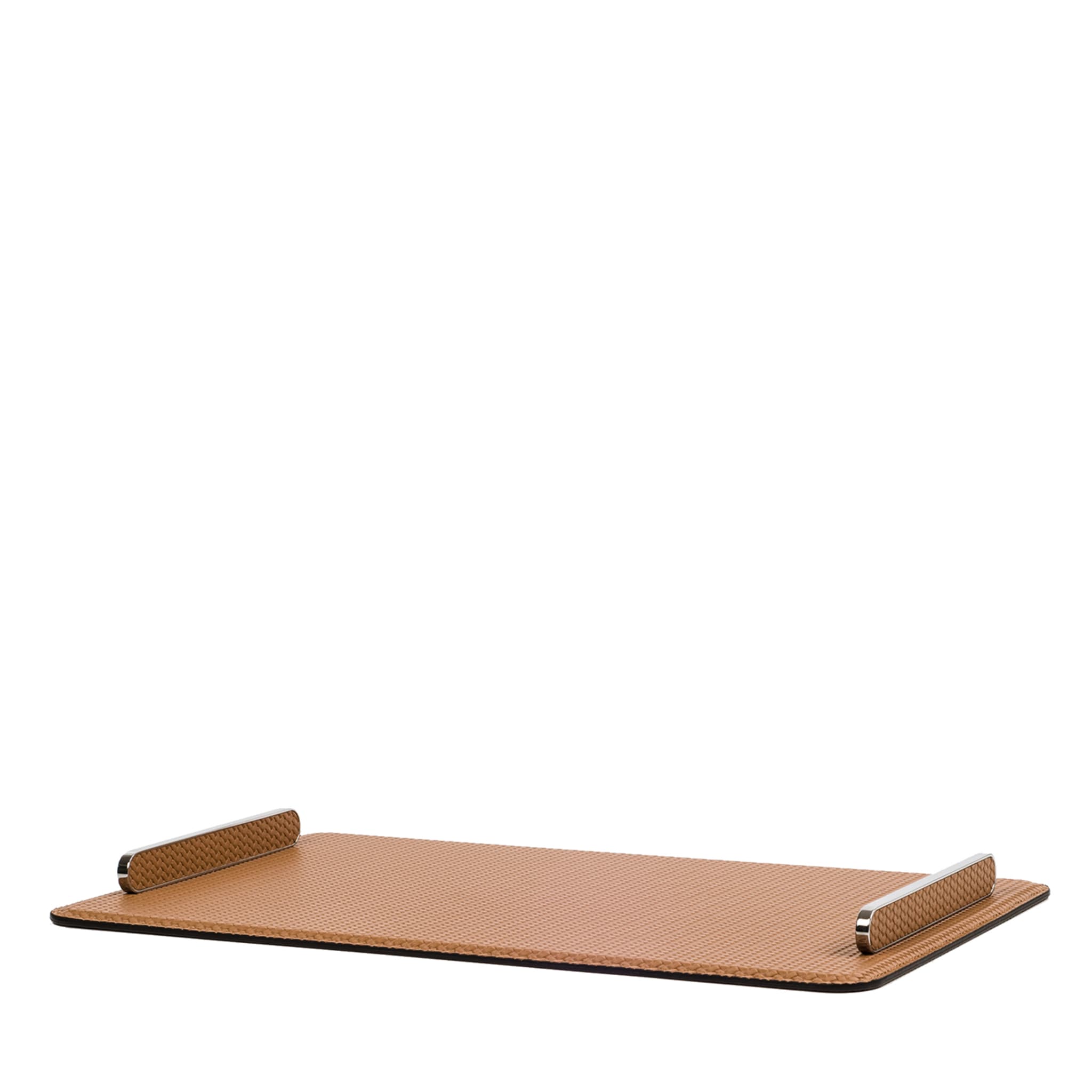 Este Small Rectangular Brown Leather Tray - Main view