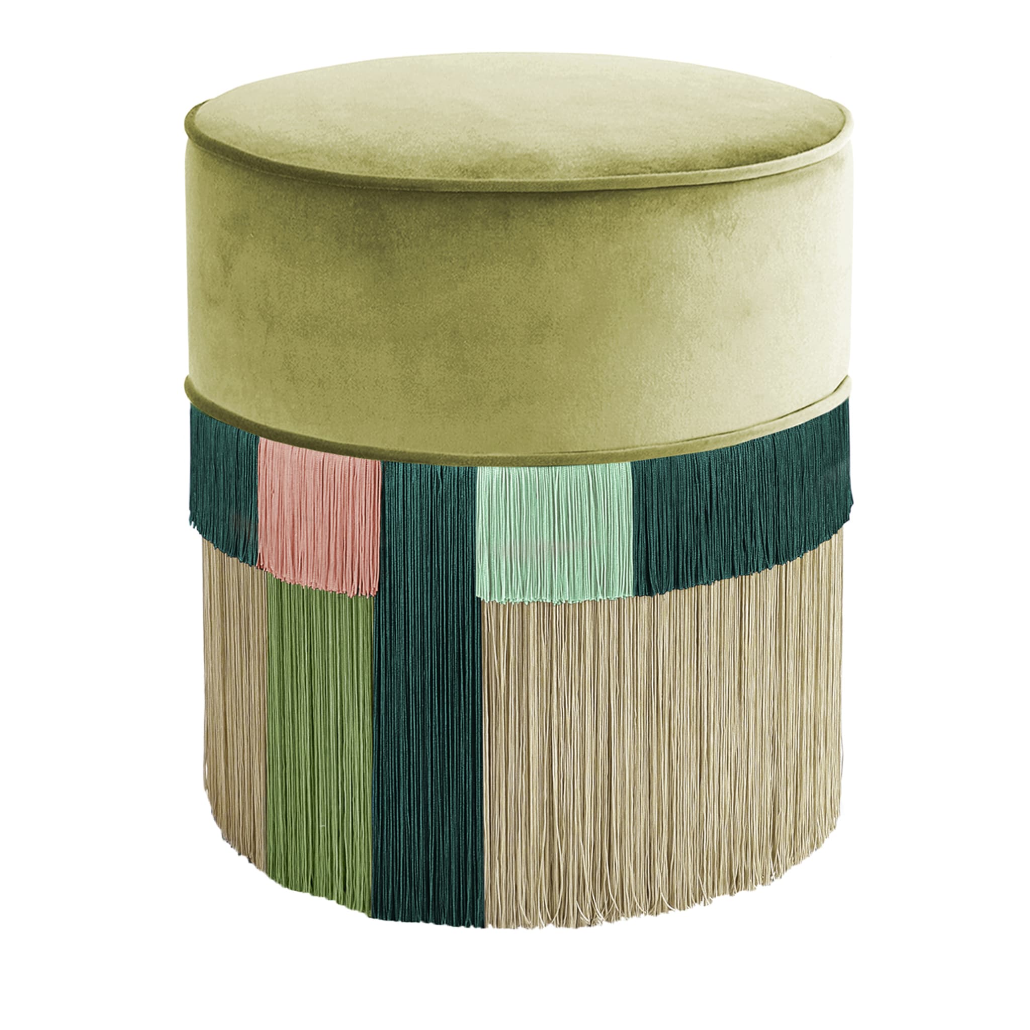 Green and Pink Couture Geometric Wien Pouf - Main view