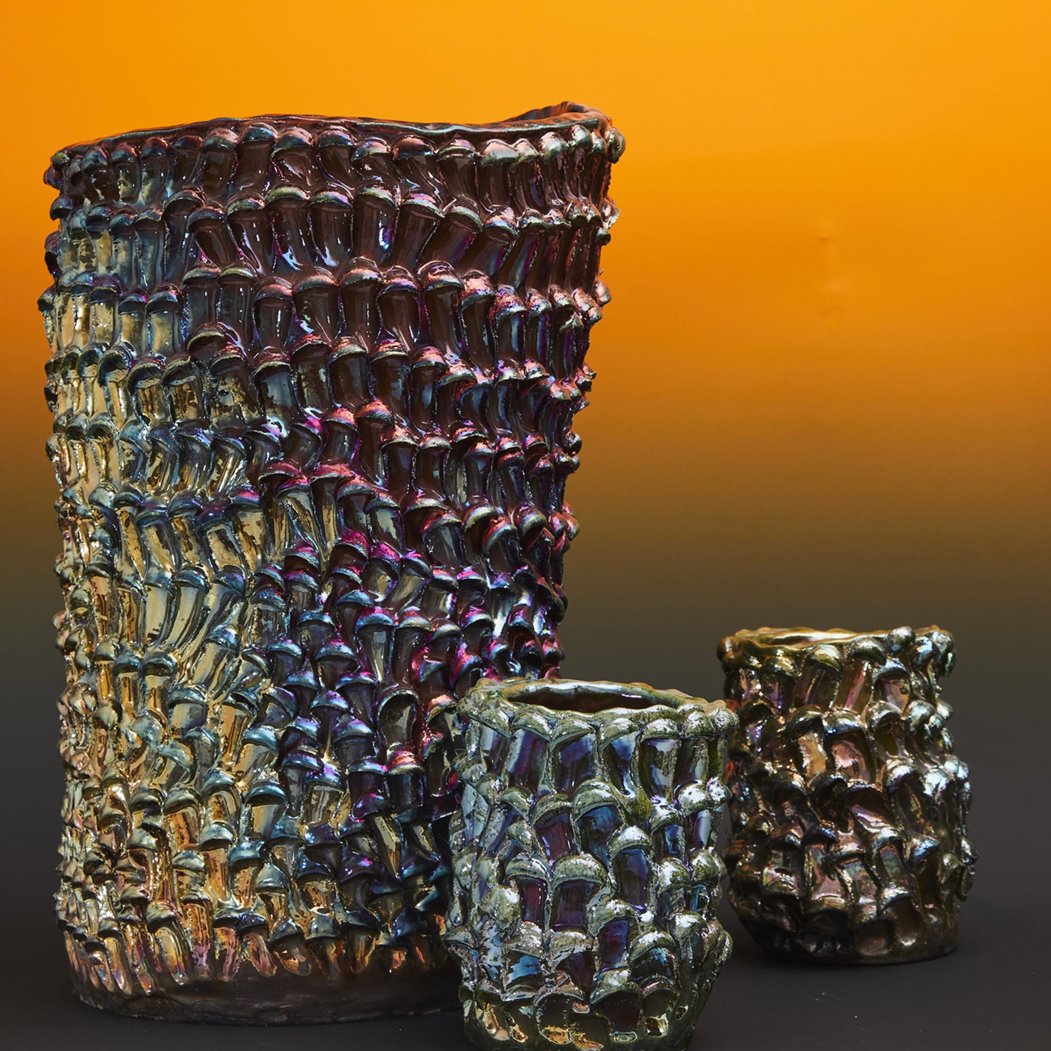 Onda Iridescent Metallic Raku Tall Vase - Alternative view 5