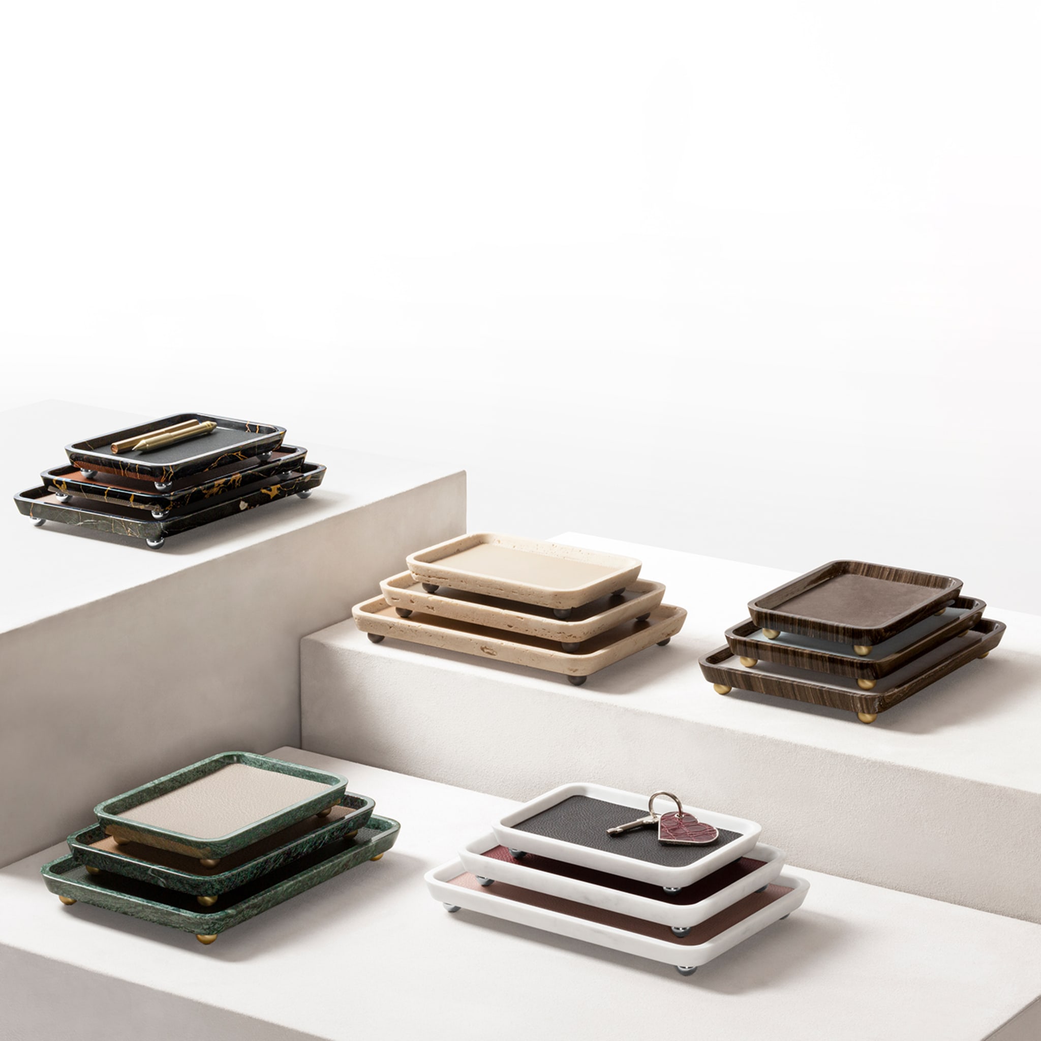 Monza Leather & Marble Rectangular Medium Valet Trays #1 - Alternative view 2