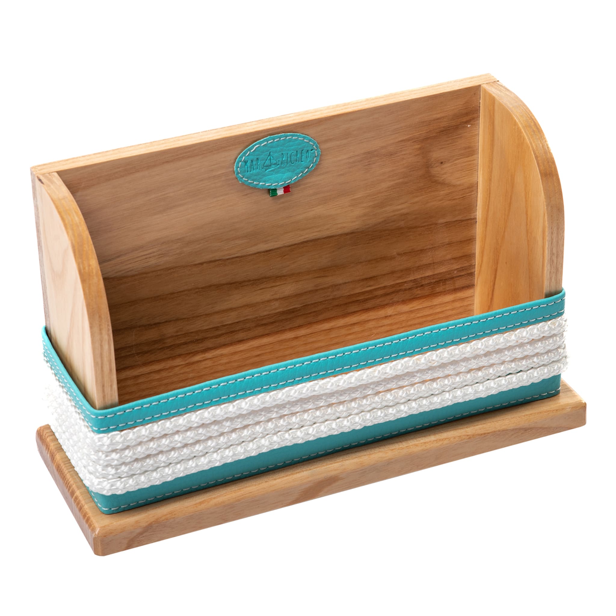 Turquoise & White Wooden Paper Espresso Cups Holder - Main view