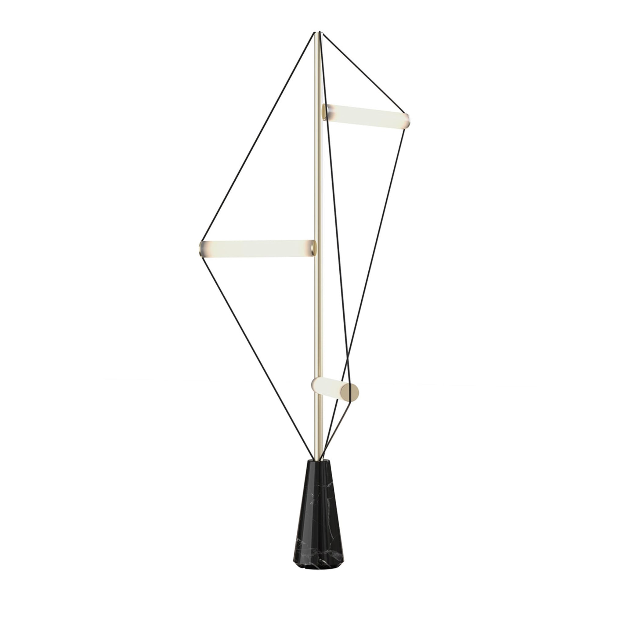 Ed047 Brass Floor Lamp with Black Base - Main view