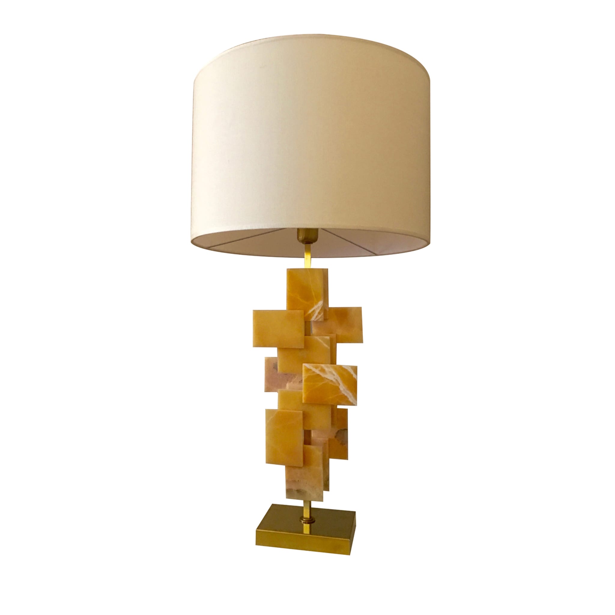" Lámpara de mesa "Tiles" de ónice amarillo y latón satinado - Vista principal