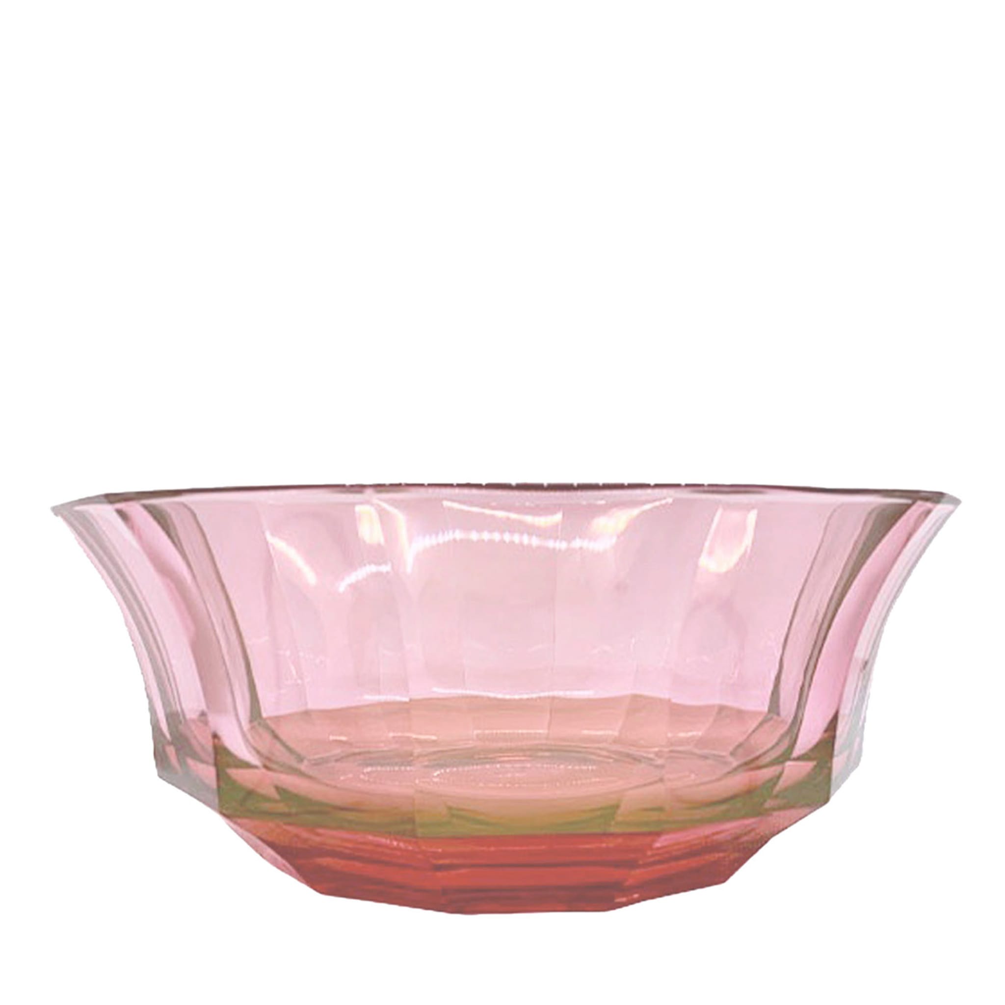 Ciotola da dessert in cristallo sfaccettato rosso-rosa - Vista principale