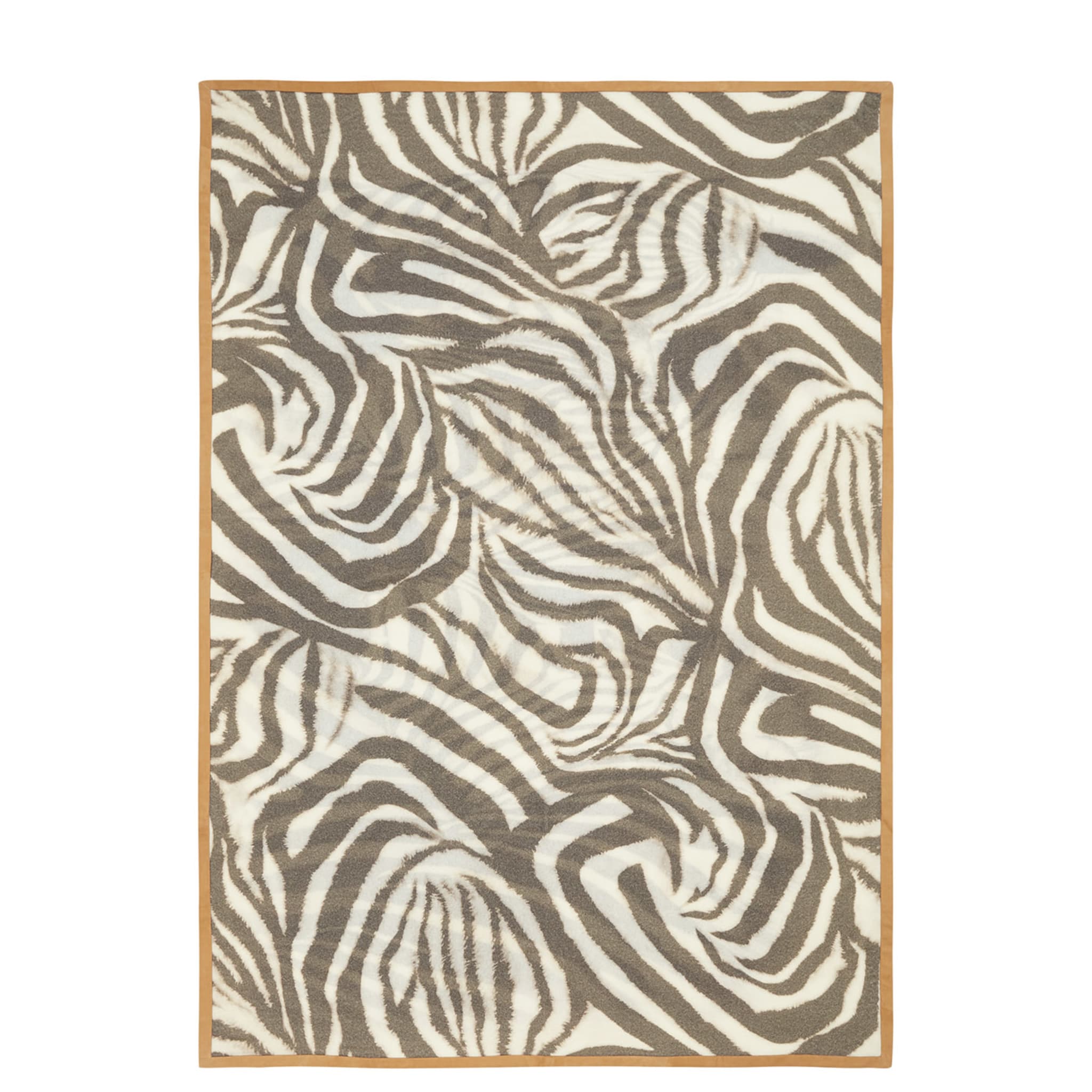 Zebra Suede-Hemmed Patterned Small Blanket - Alternative view 1
