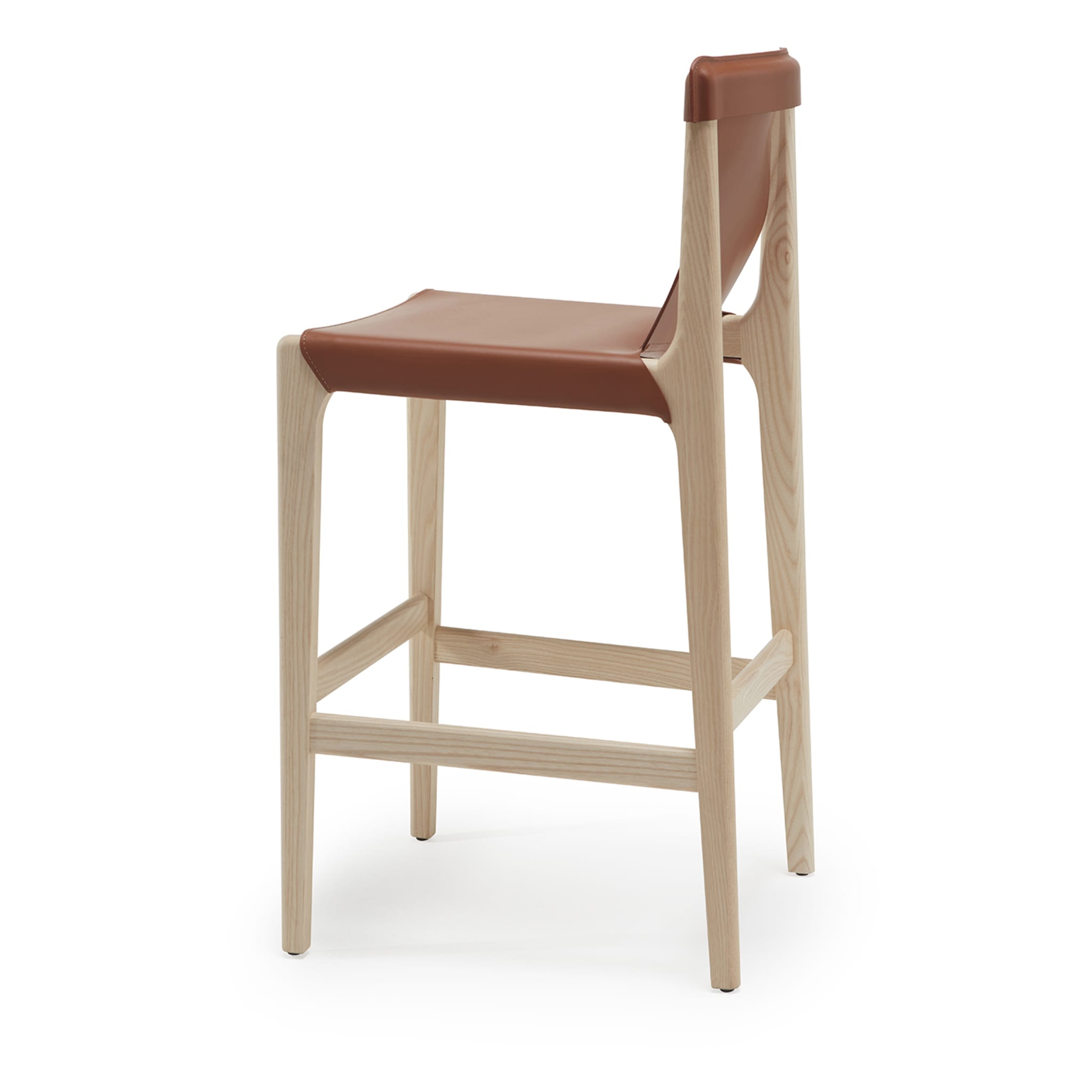 Burano/sg 30 Brown Leather Counter Stool by Balutto Associati - Alternative view 1