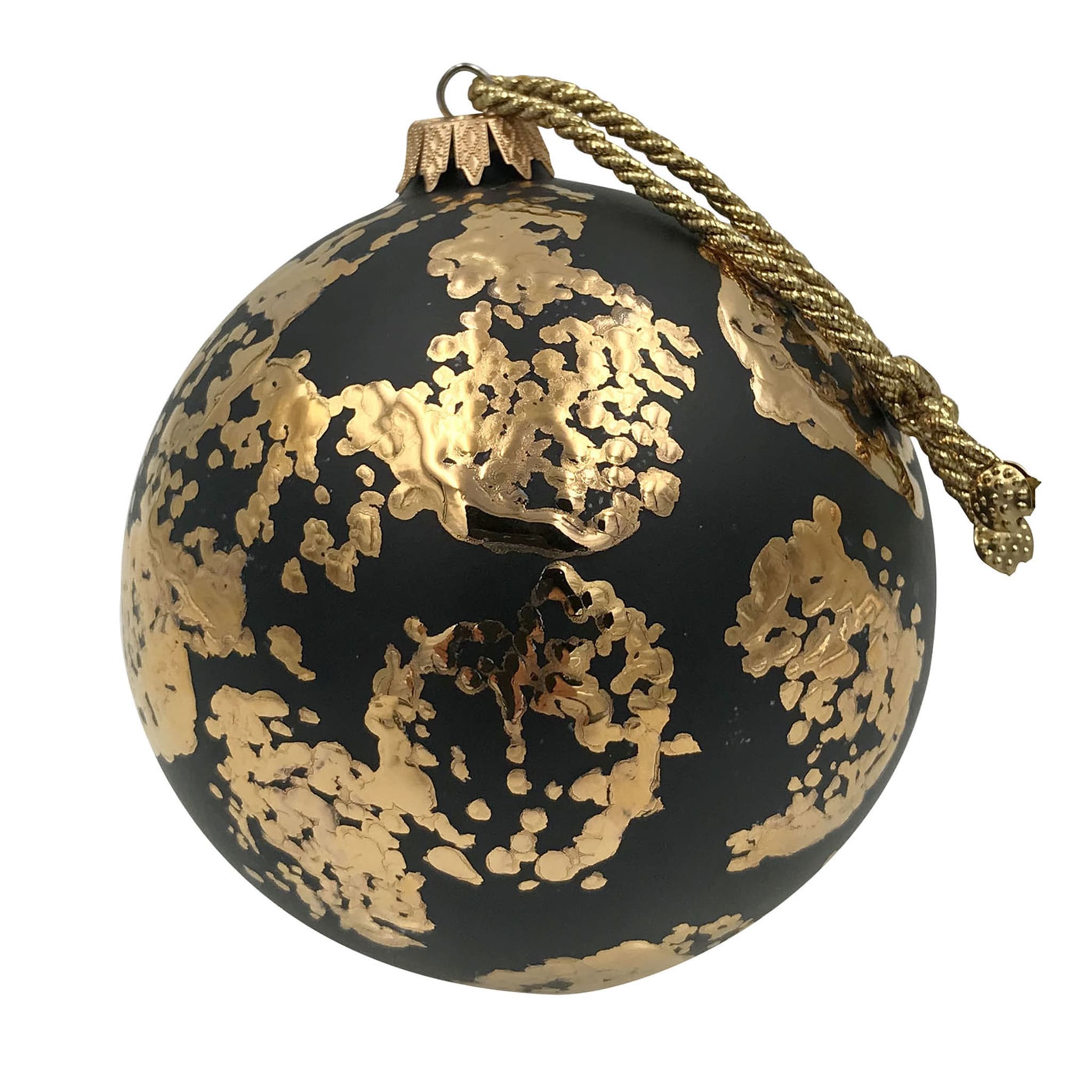 Foglie Ceramic Christmas Ornament Black and Gold - Main view