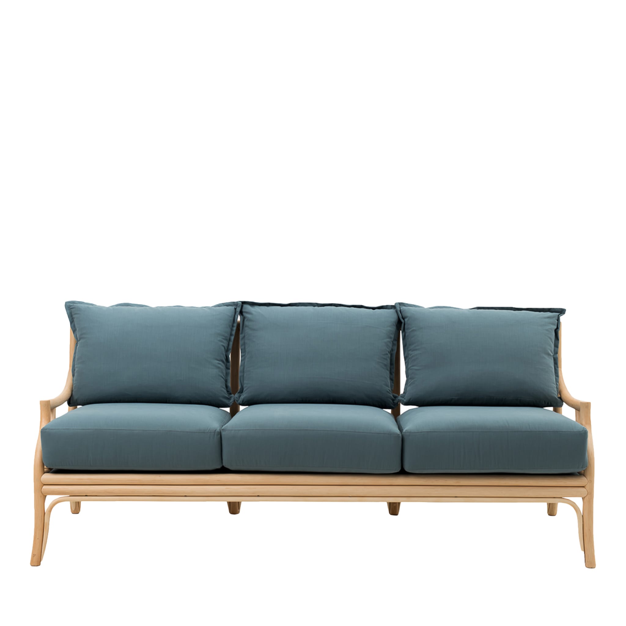 Natalie 3-Seater Teal Rattan Sofa - Main view