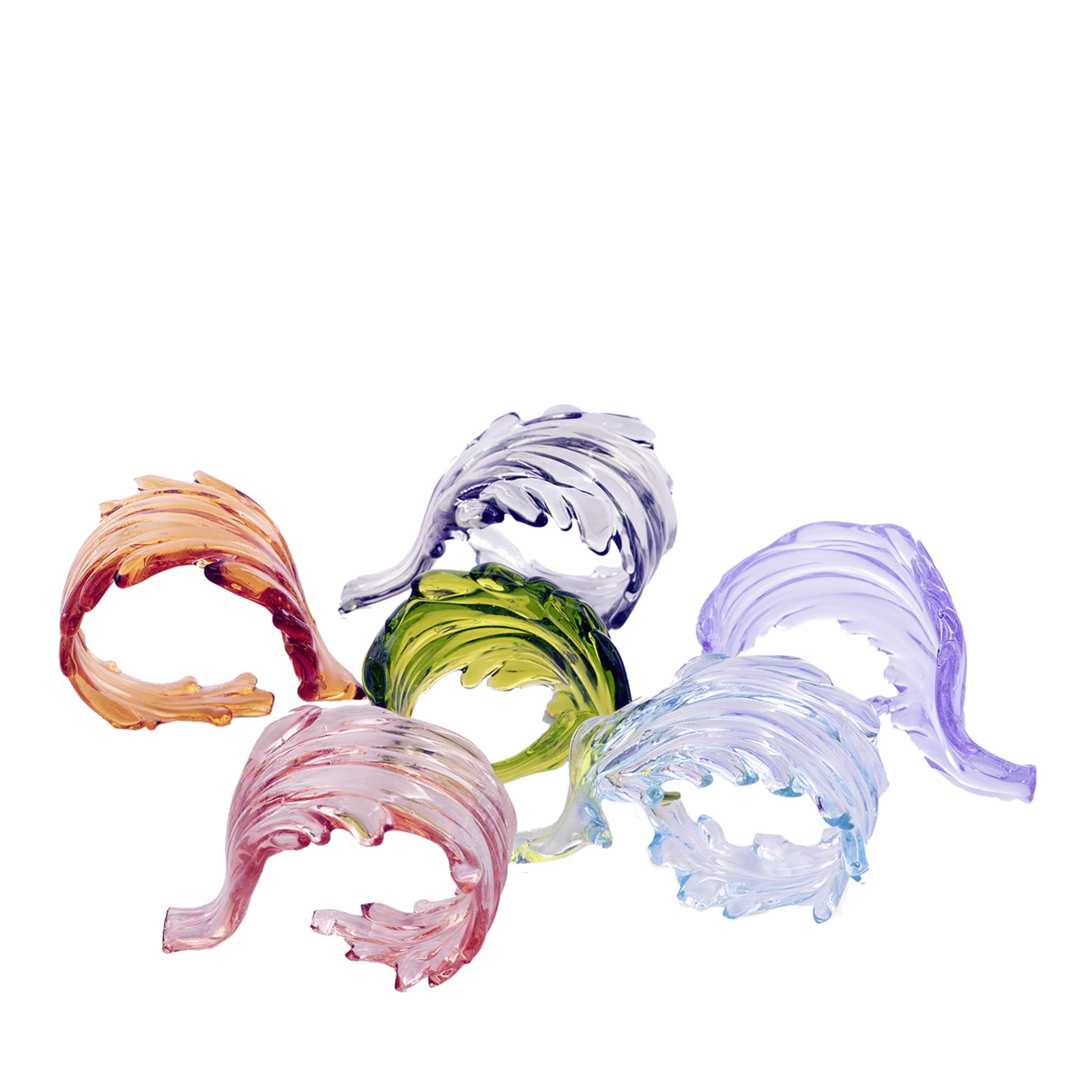 Set of 6 colored leaves Napking rings - Main view