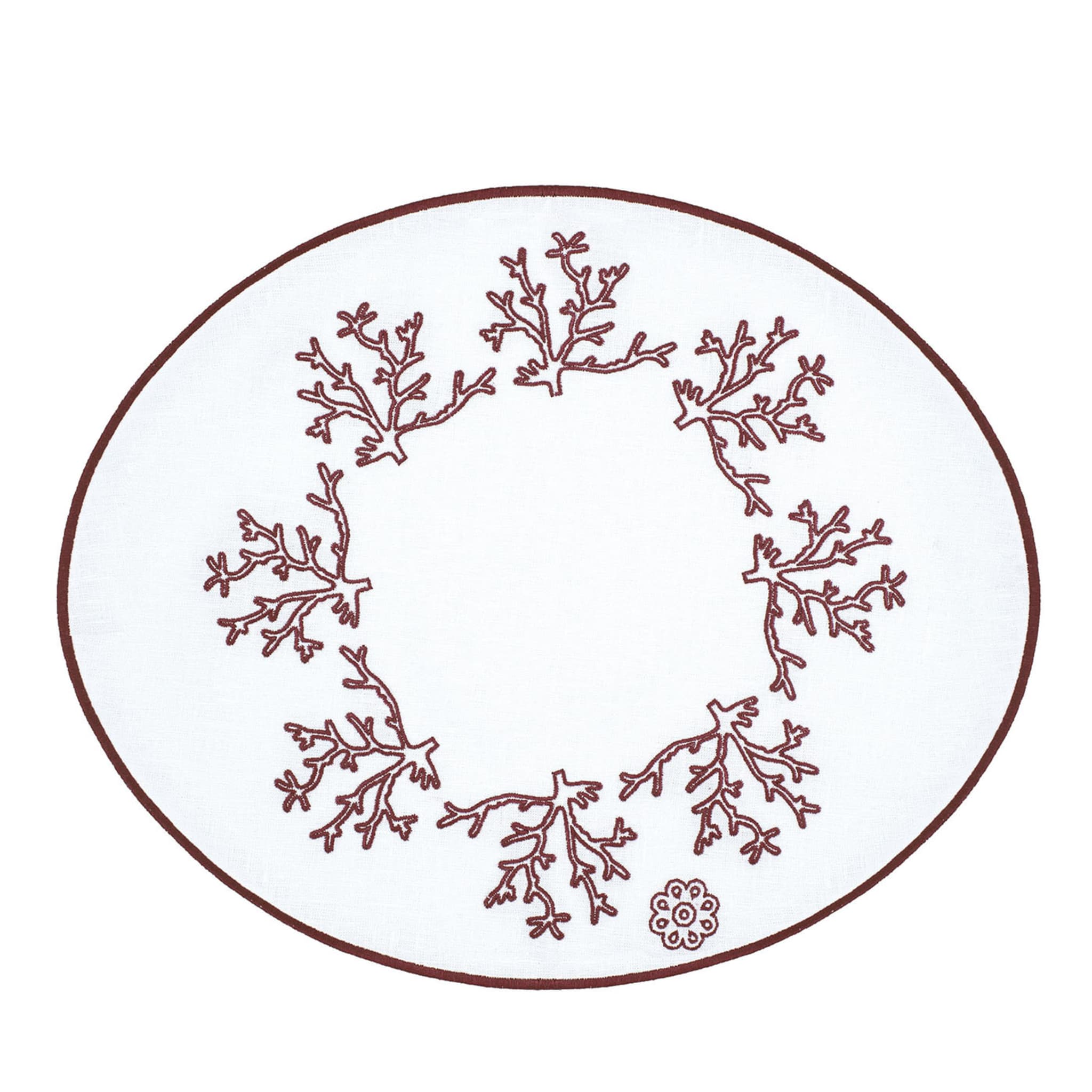 Corallo Rosso Set of 2 Oval Embroidered Table Mats - Main view