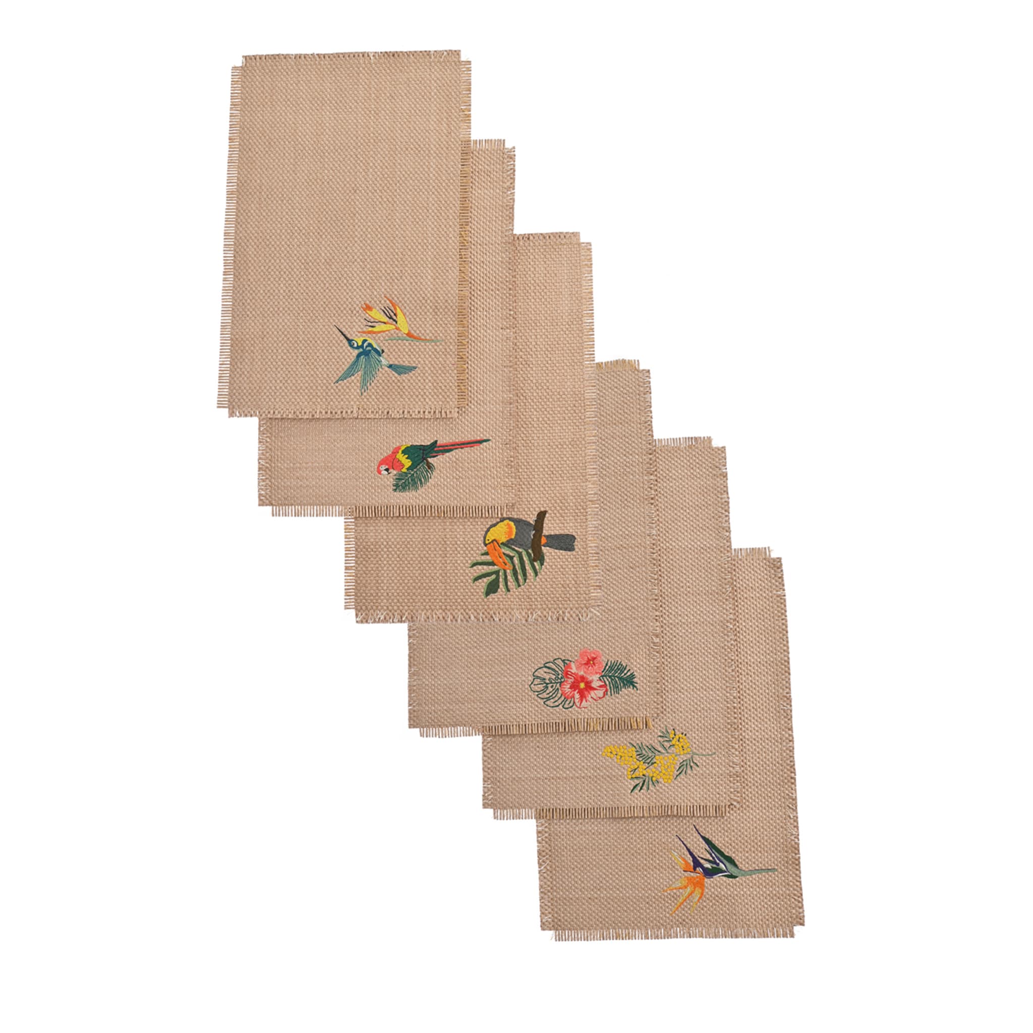 Set of 6 Tropical Raphia Effect Tissue Placemats - Main view