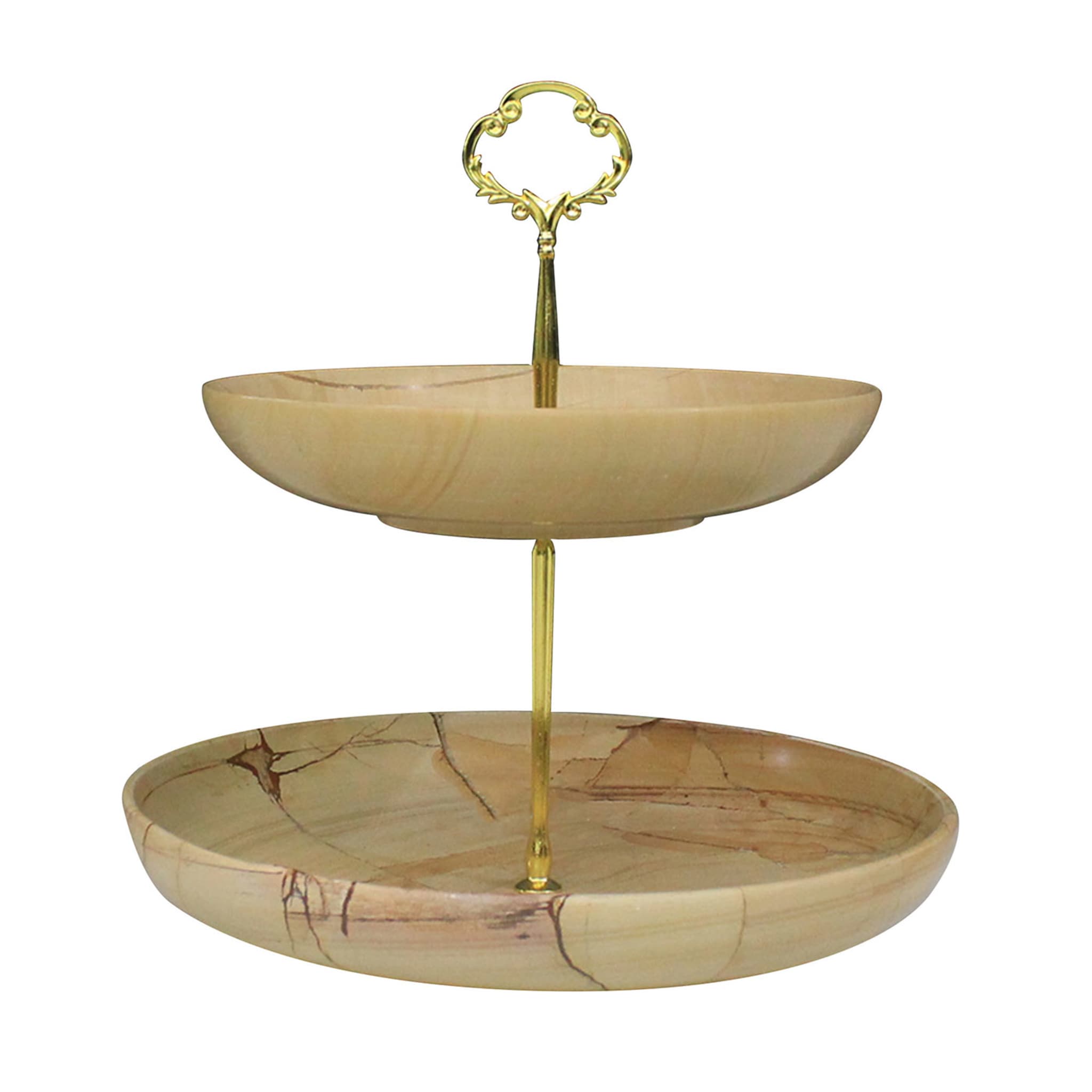 2-Tier Teak Marble Serving Stand - Main view
