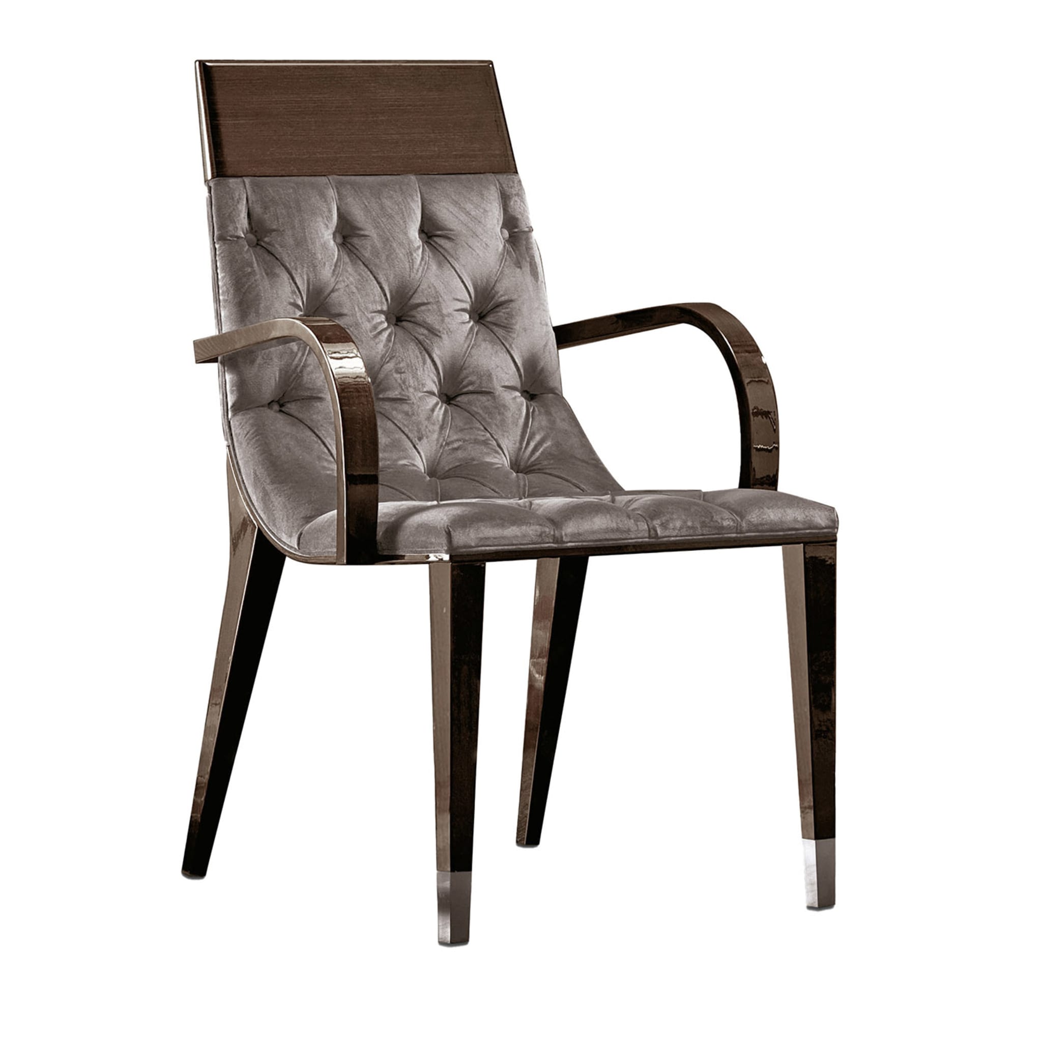 Absolute Tufted Gray & Brown fabric Chair with Armrests - Main view