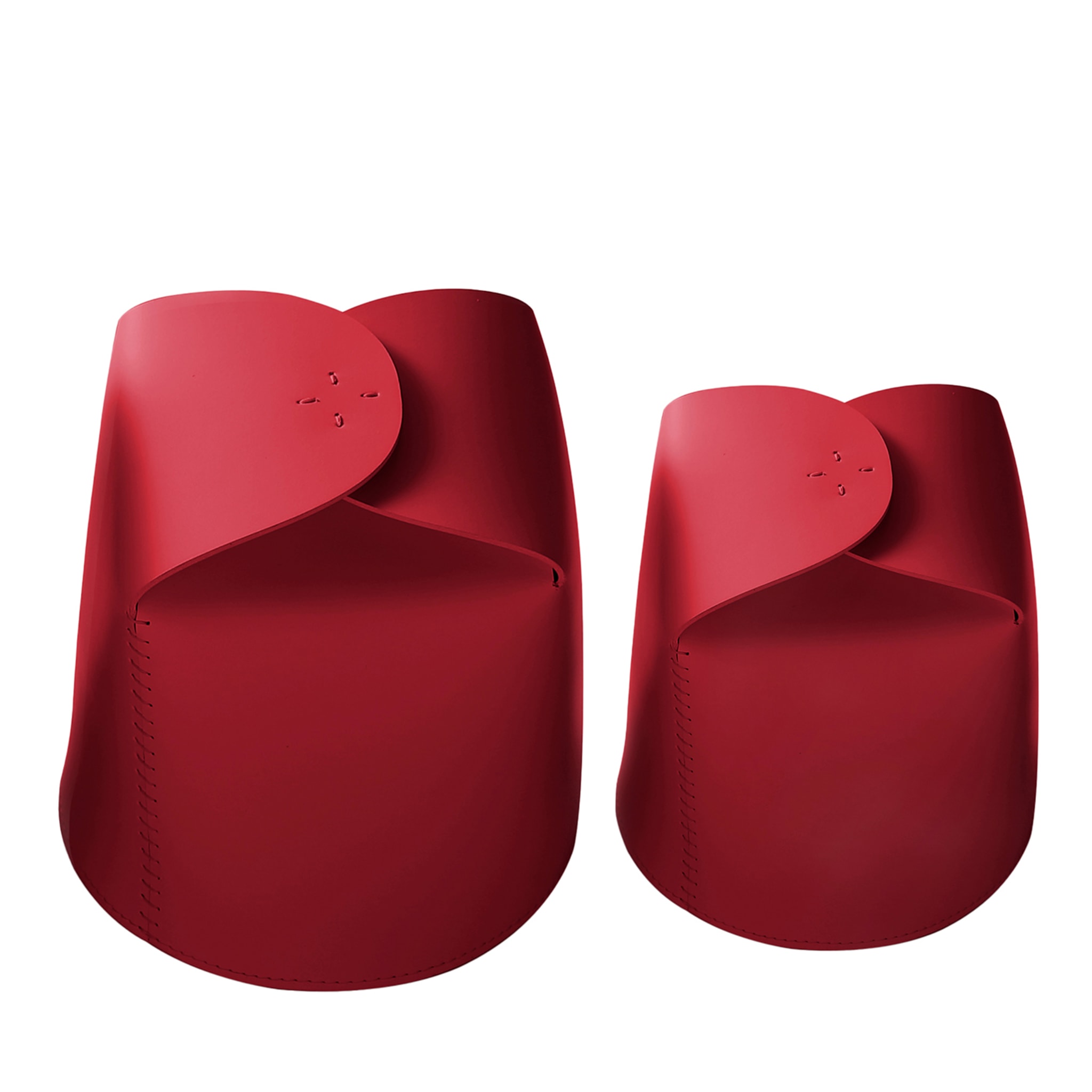 Set of 2 Bloom Leather Red Basket by Viola Tonucci - Main view