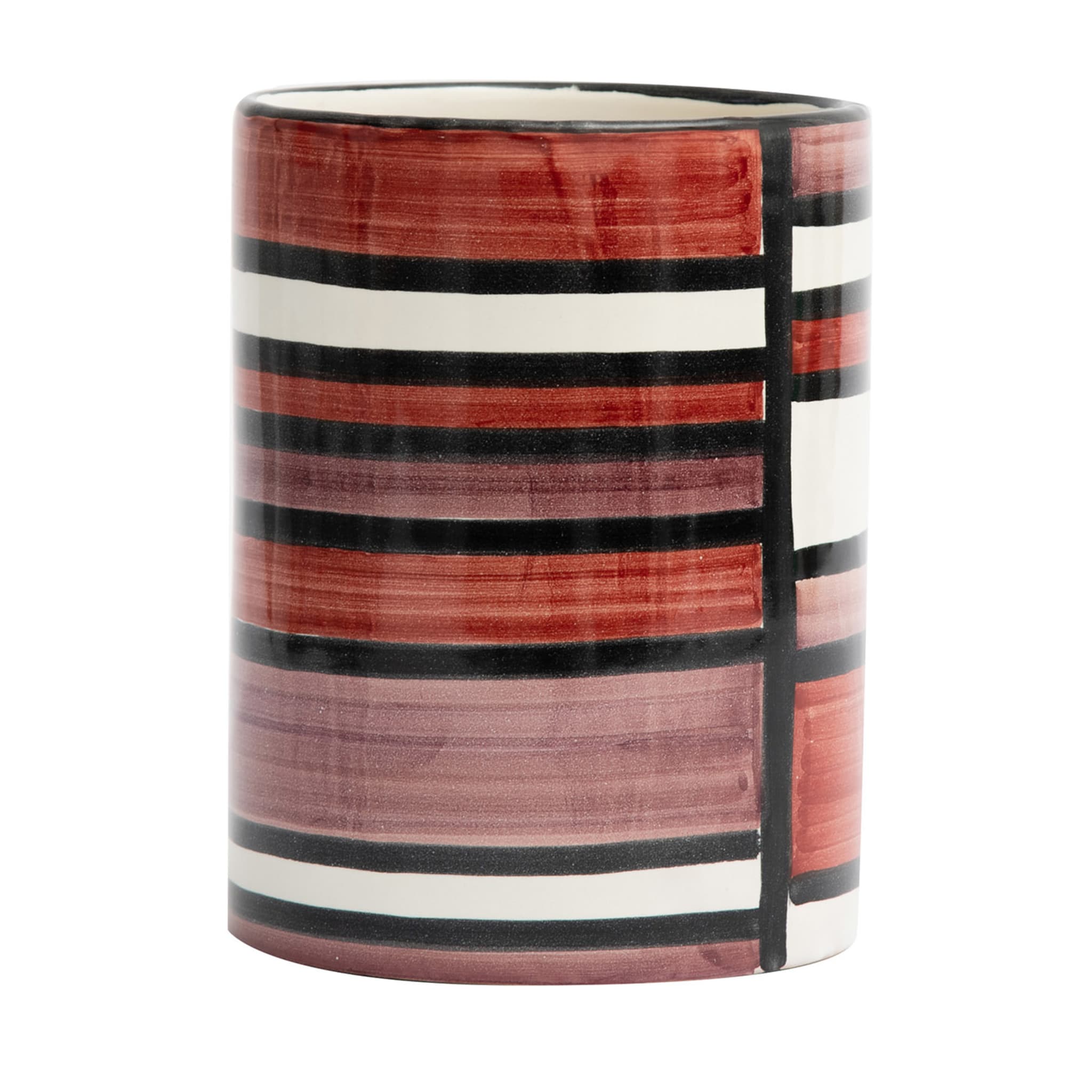 Nemesi Cylindrical Striped Rust Vase - Main view