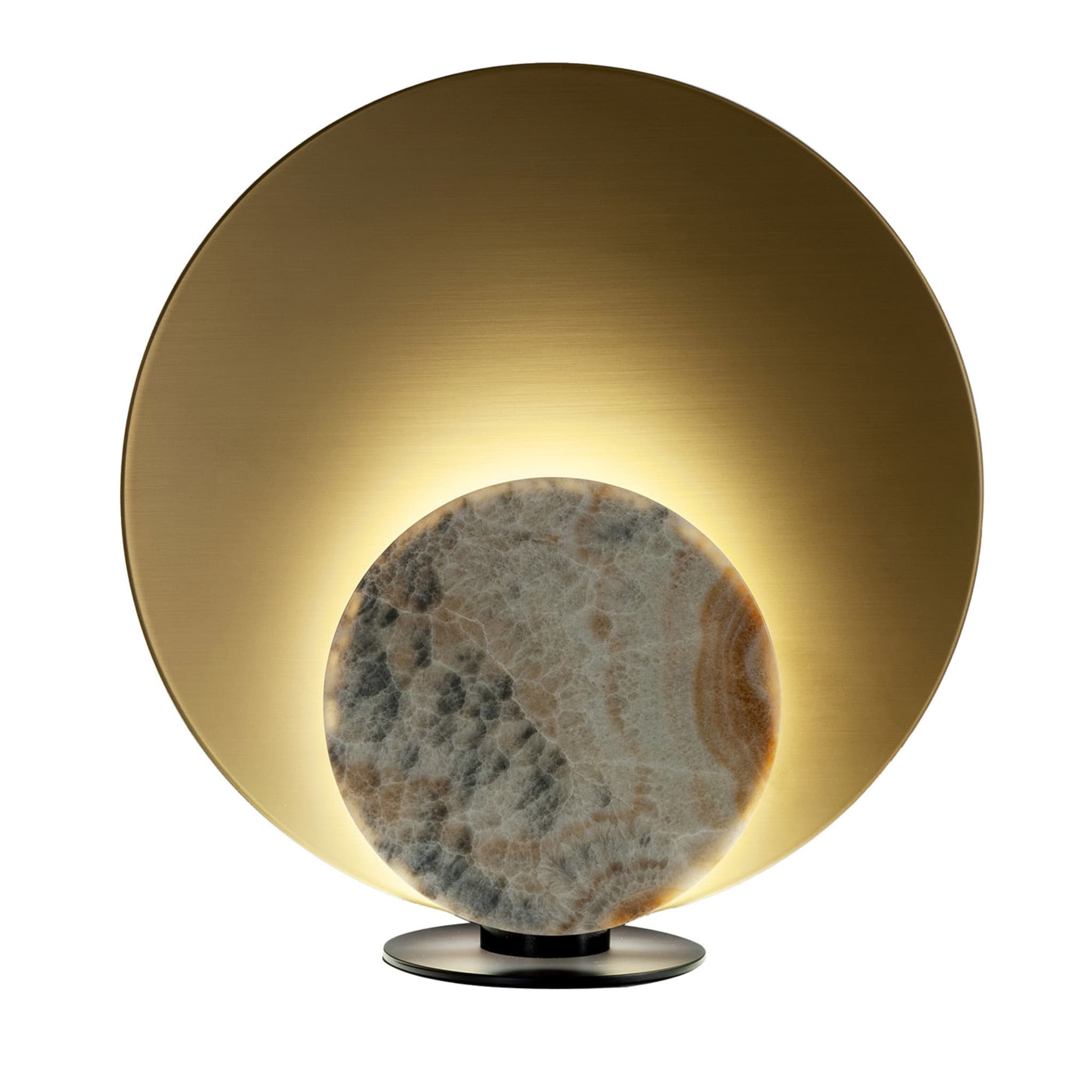 Clis Satin Brass and Gray Onyx Table Lamp - Main view