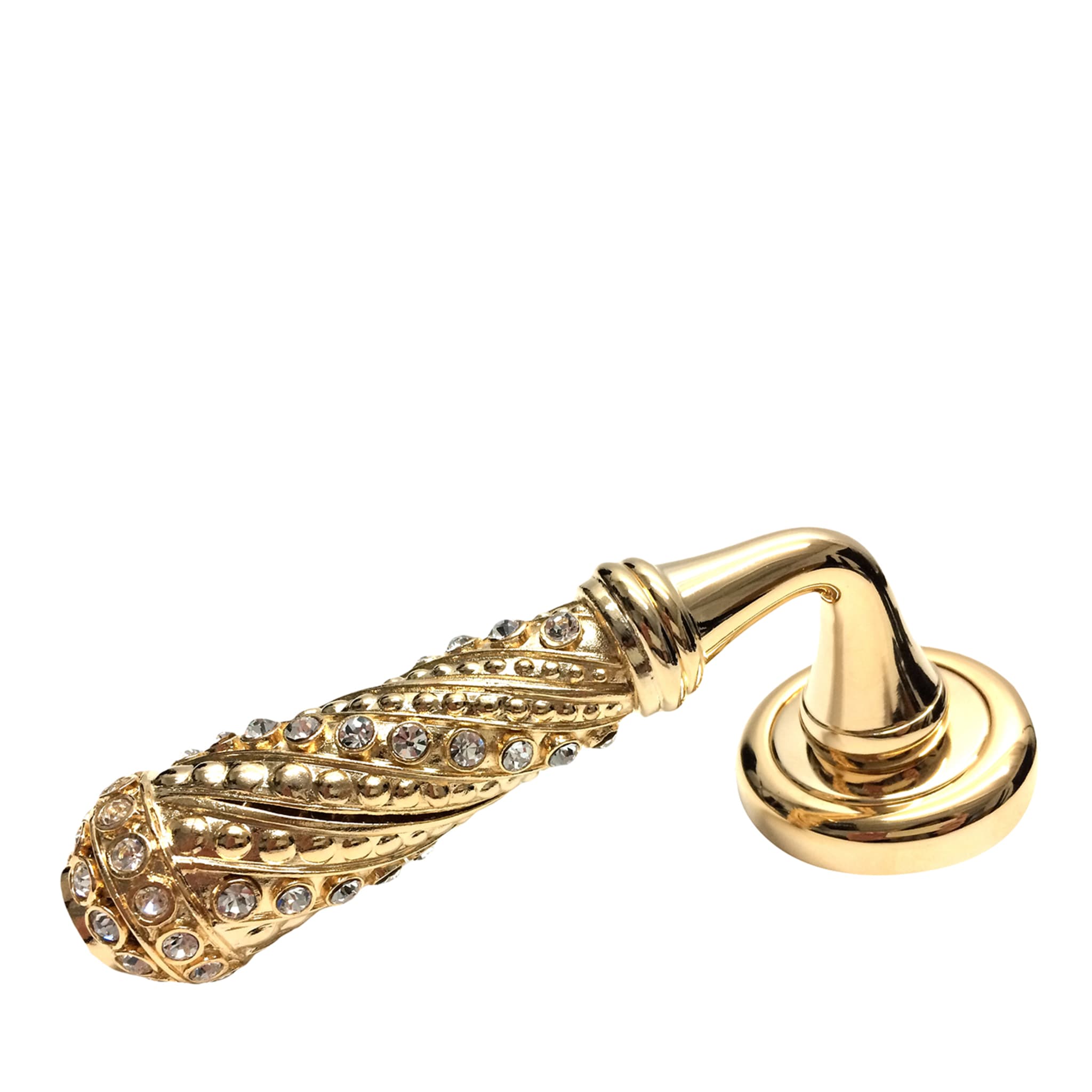 Twisted Golden Lever On Rose Handle with Crystals - Main view