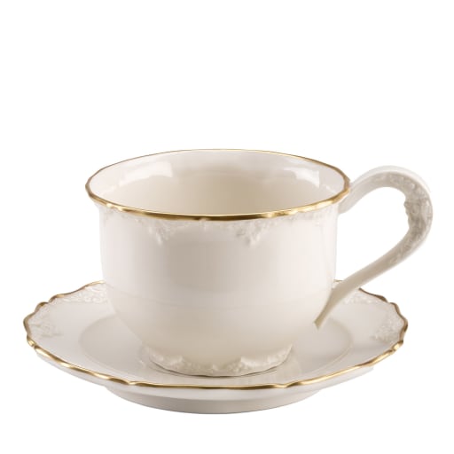 Irene Set of 2 White & Gold Tea Cups Cattin Porcellane | Artemest