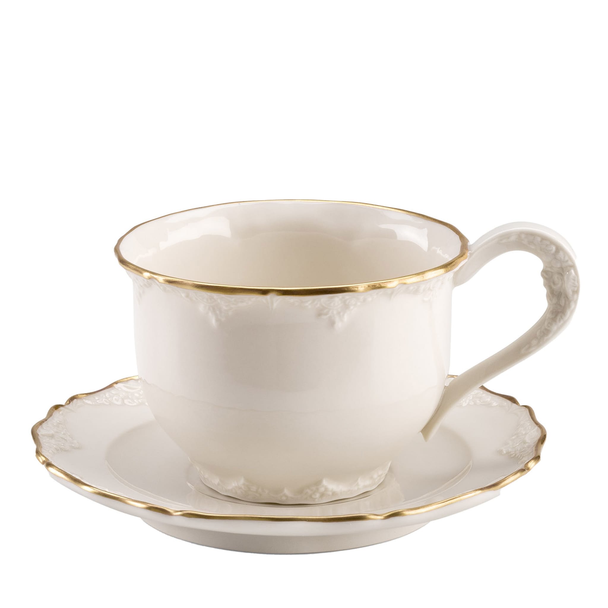 Irene Set de 2 tasses à thé blanc et or - Vue principale