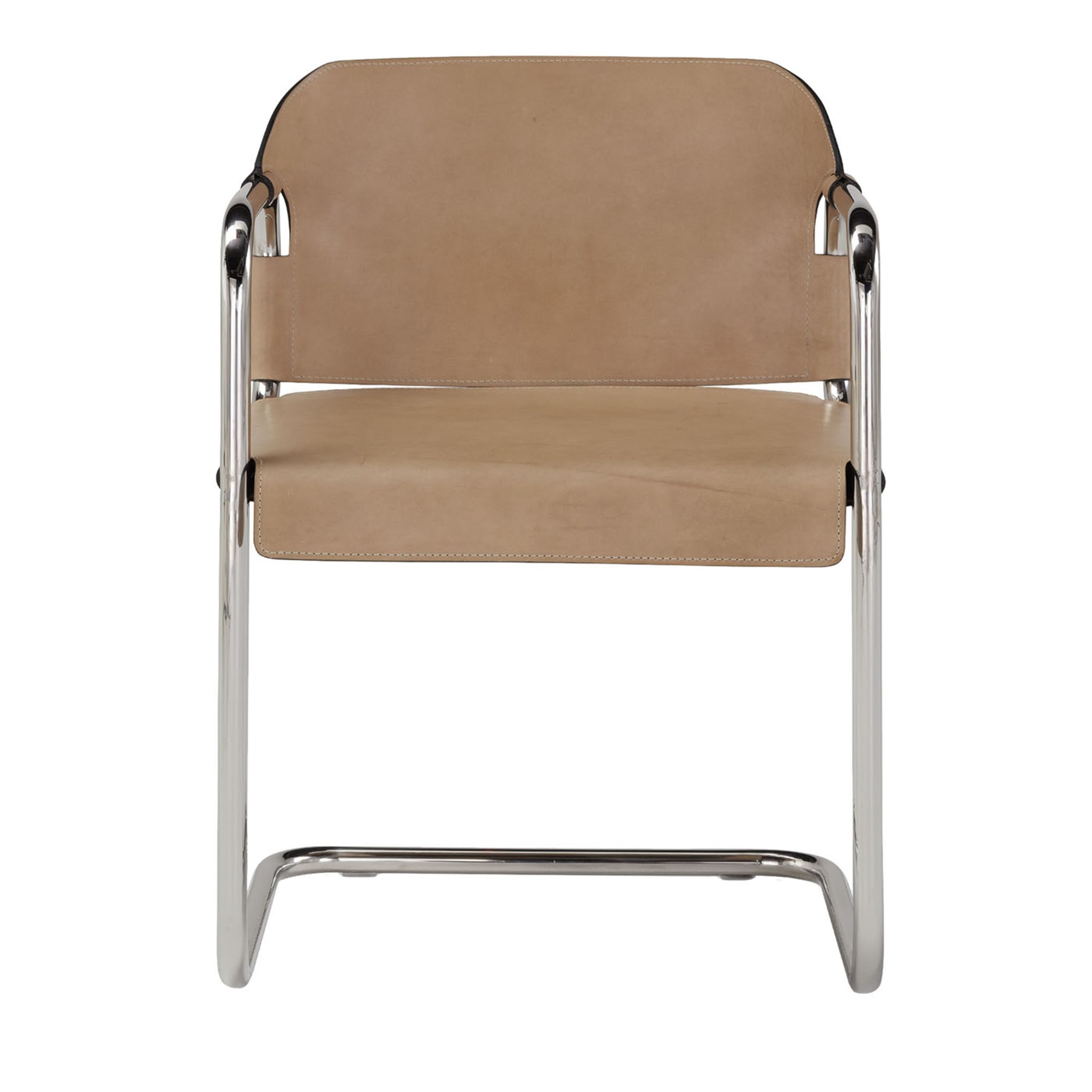 Vienna Brown Leather Cantilever Chair - Main view