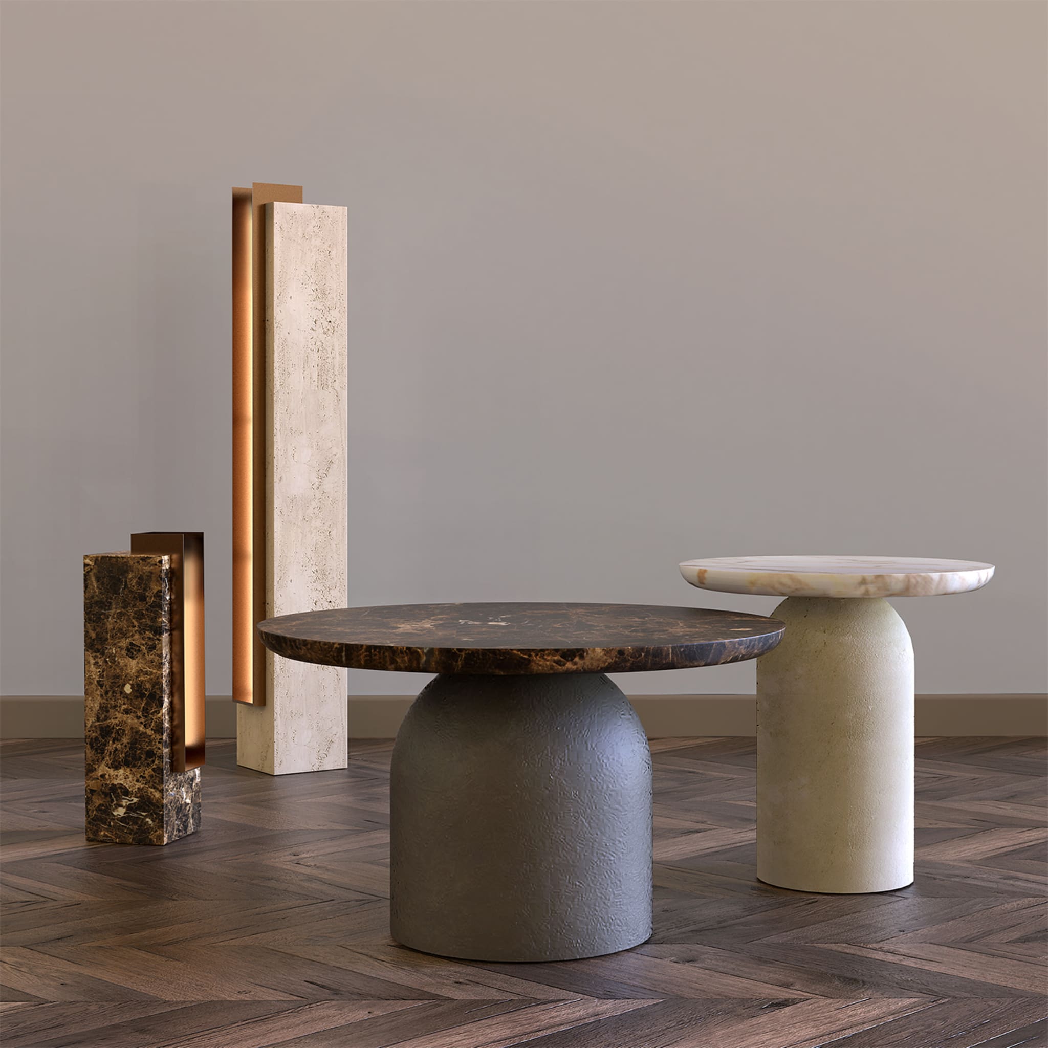 Specchia Travertine and Bronze Table Lamp - Alternative view 3