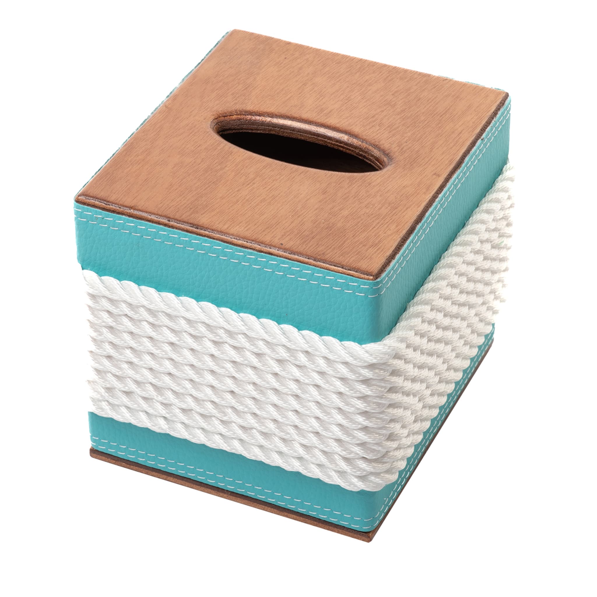 Square-Cut Turquoise & White Tissues Dispenser - Main view