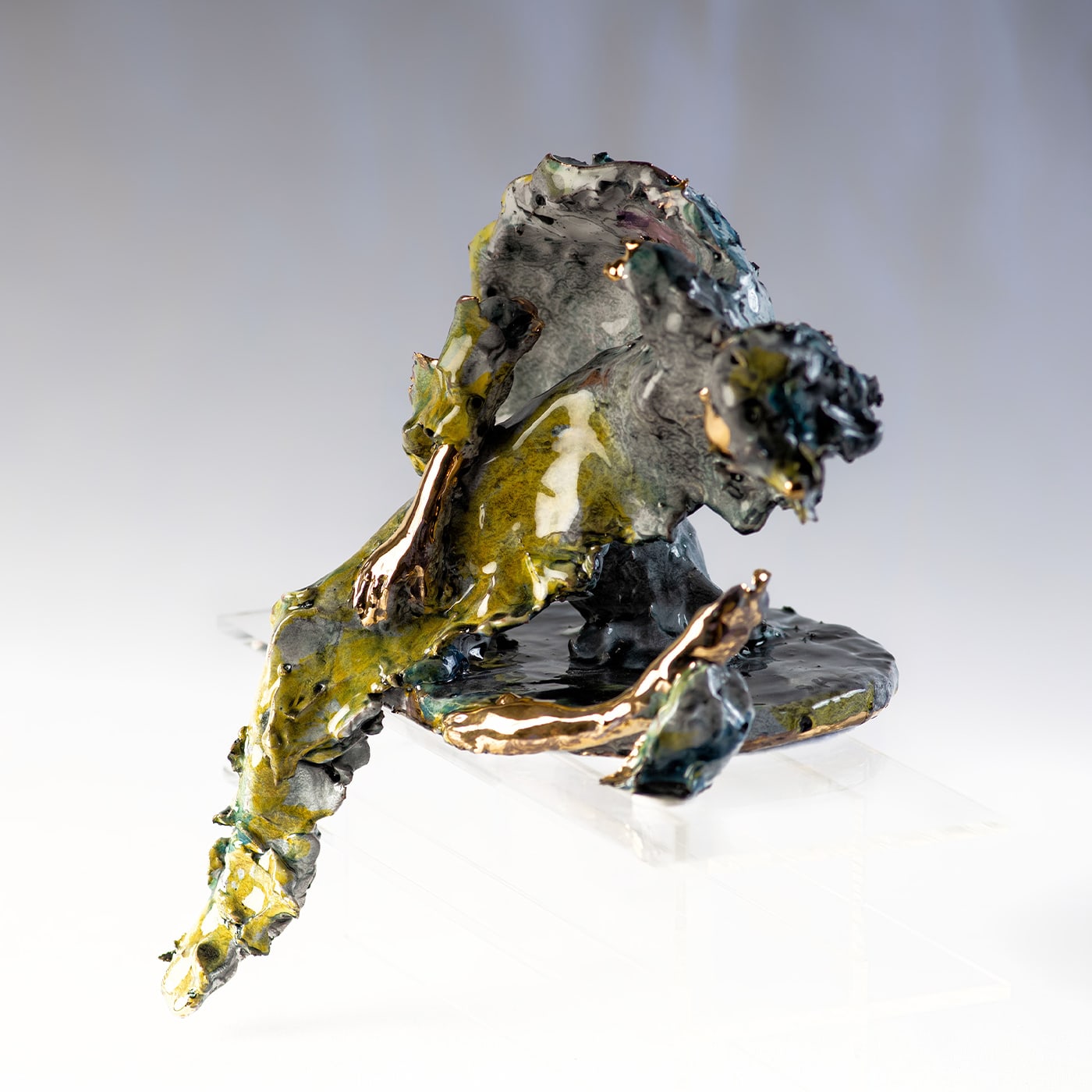 L'Angelo Caduto Gray & Green Sculpture - Angelo Salemi