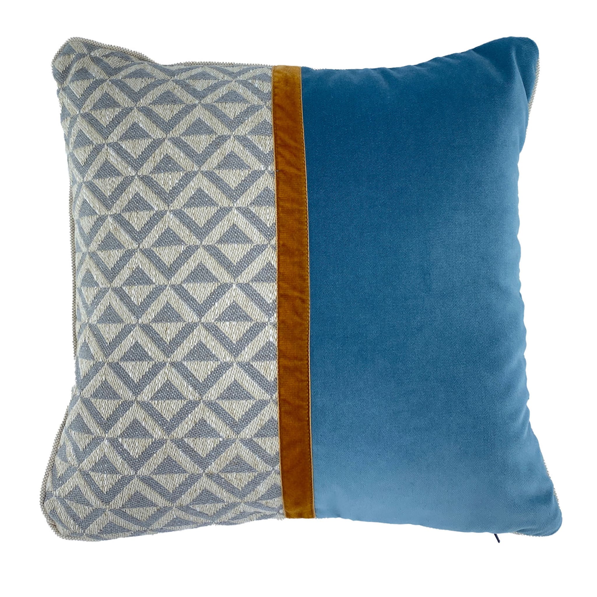 Losanghe Patterned Gray/Mid-Blue Square Cushion - Main view