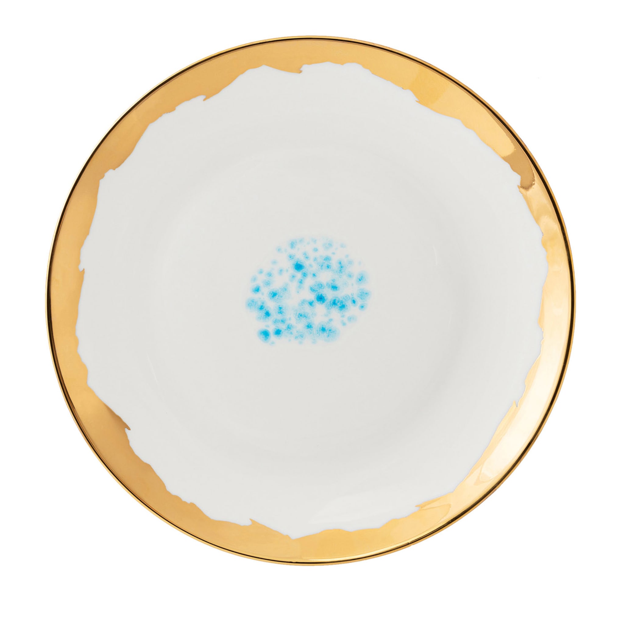 Himmlisches Set aus 2 weißen Desserttellern mit tropfenförmigem Rand - Hauptansicht
