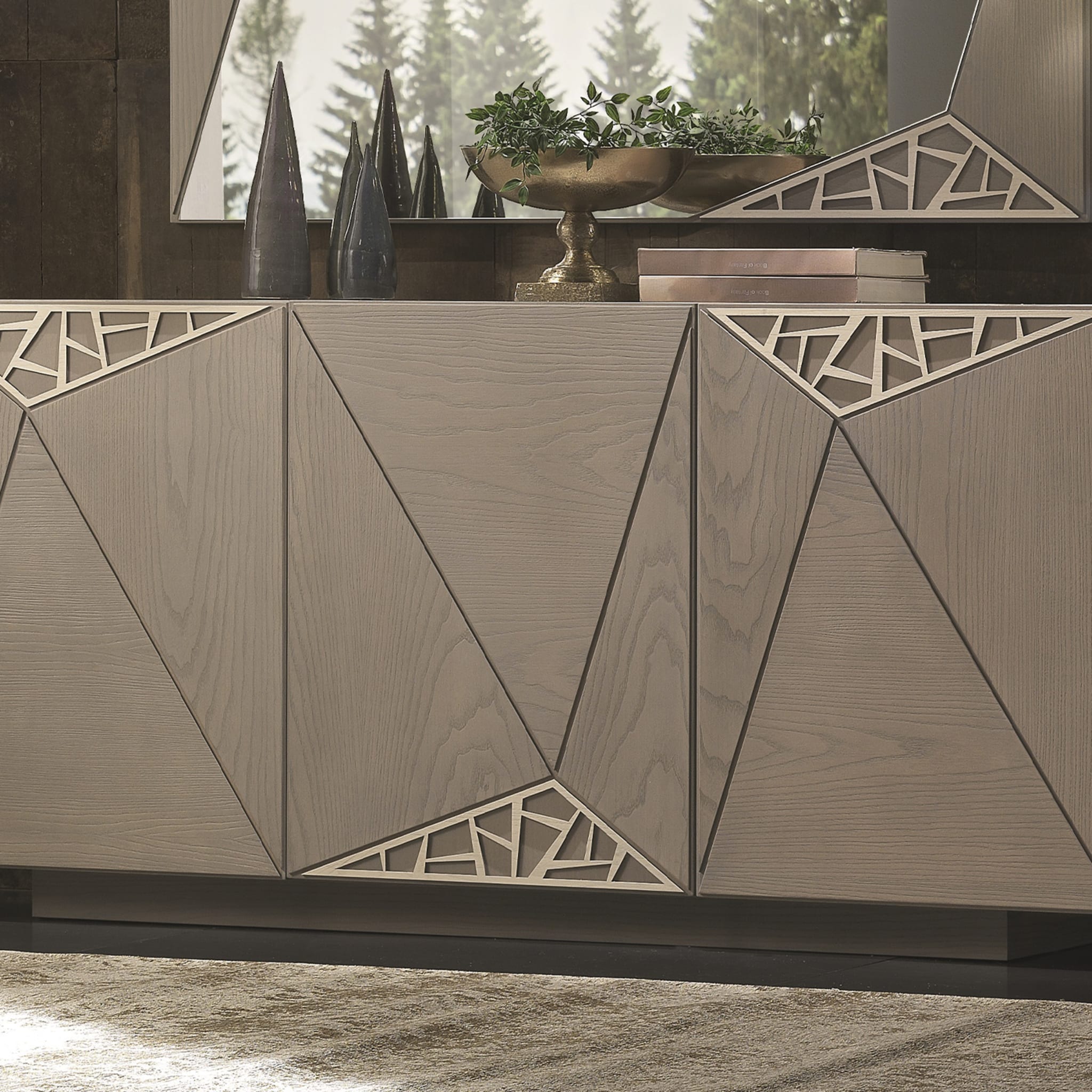 Geometric-Style 3-Door Sideboard with Fretwork - Alternative view 4