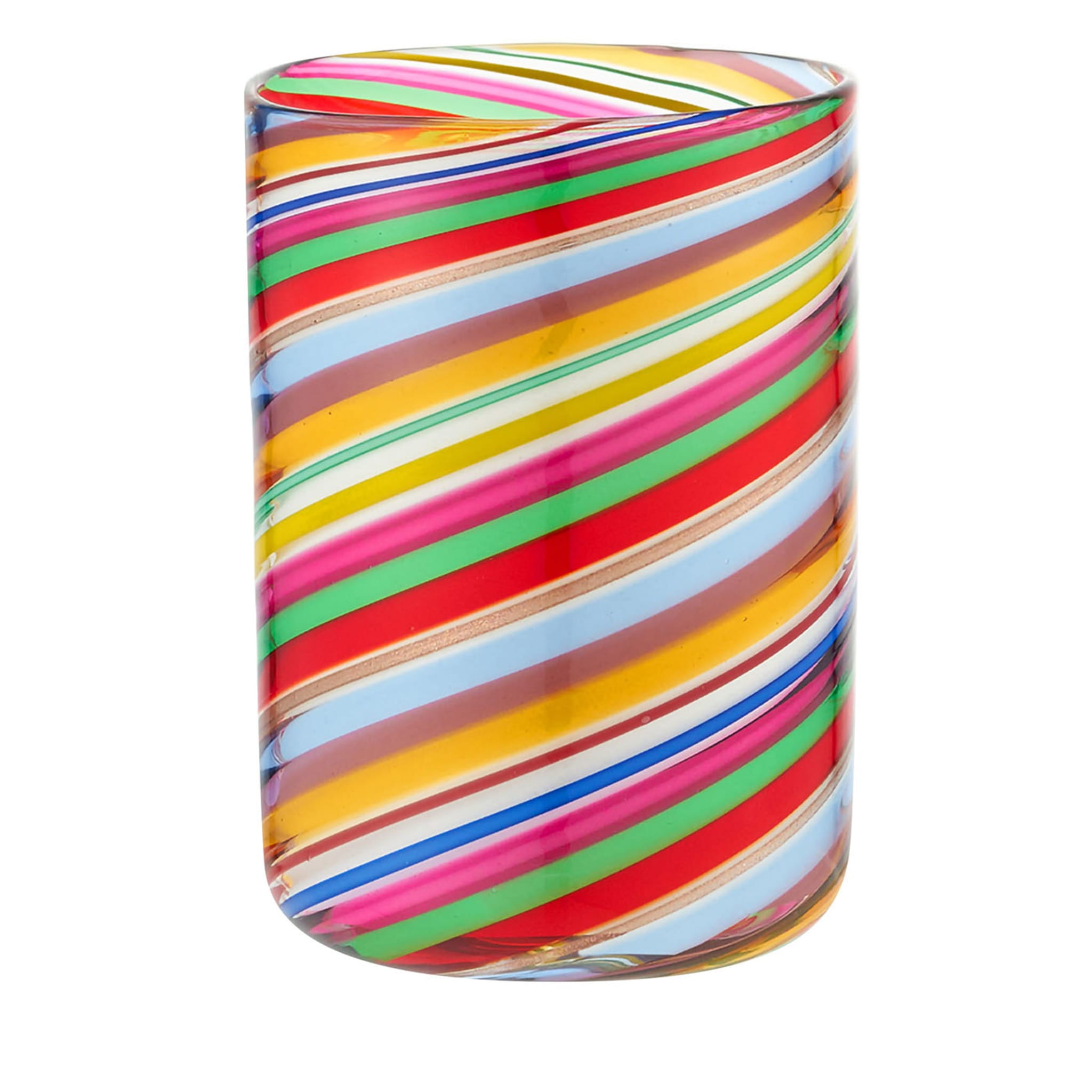 Rainbow Swirl Set of 2 Mouth-Blown Multicolor Water Tumblers  - Main view