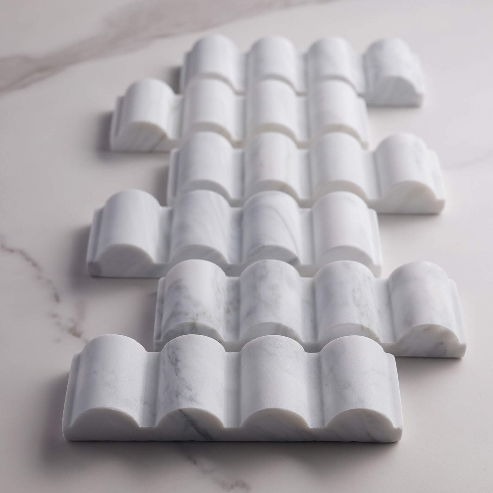 Set di 6 poggiaposate in marmo bianco di Carrara Parati - Vista alternativa 5