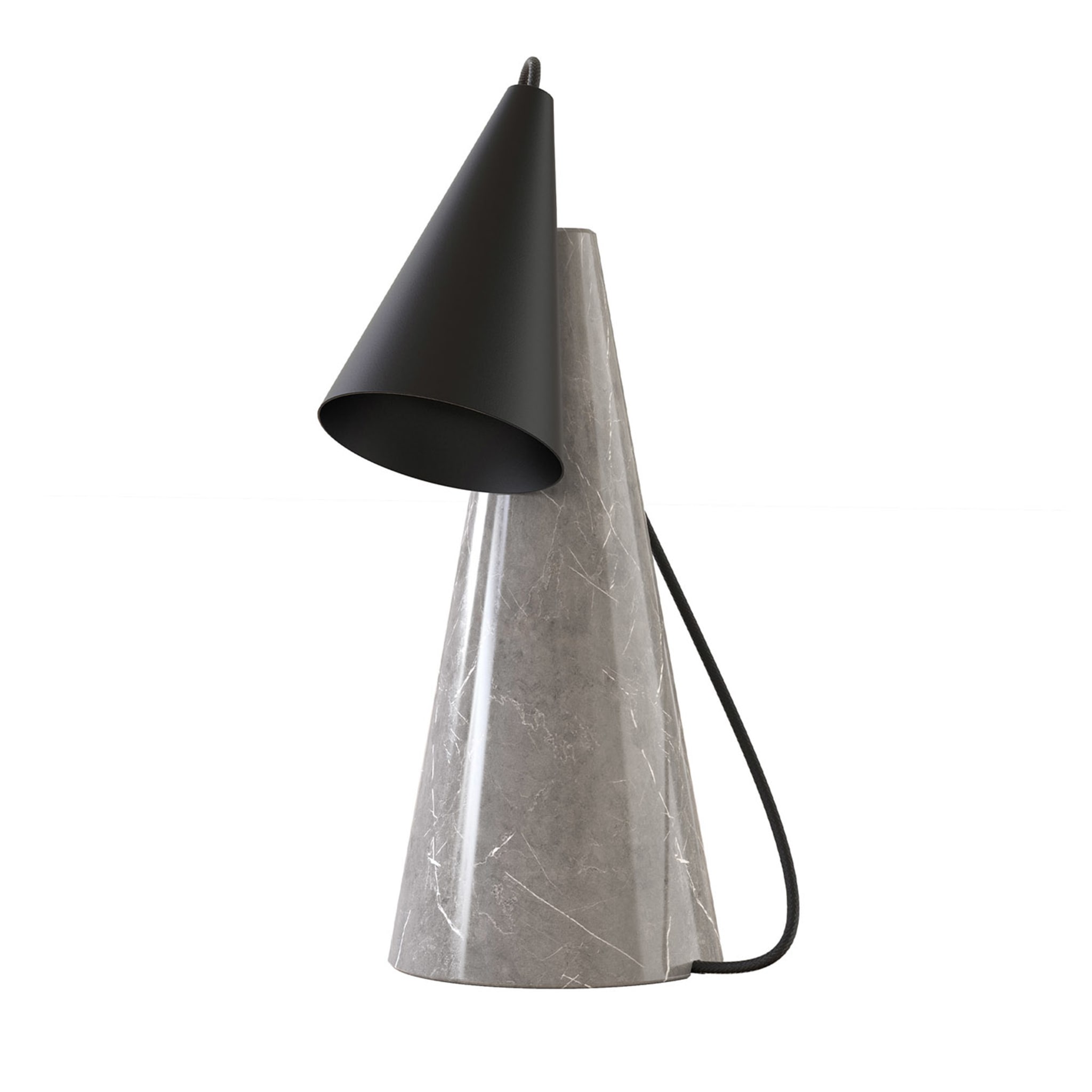ED038 Lampe de table en pierre grise et noir - Vue principale