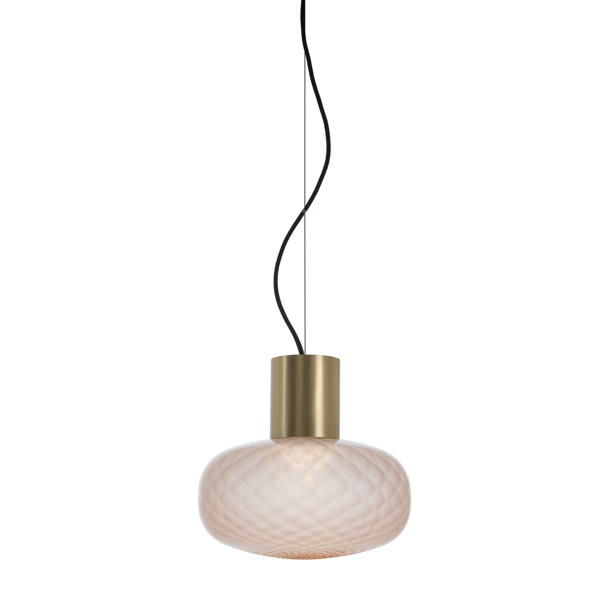 Bloom Natural Brass & Pink Frosted Glass Pendant Lamp - Main view
