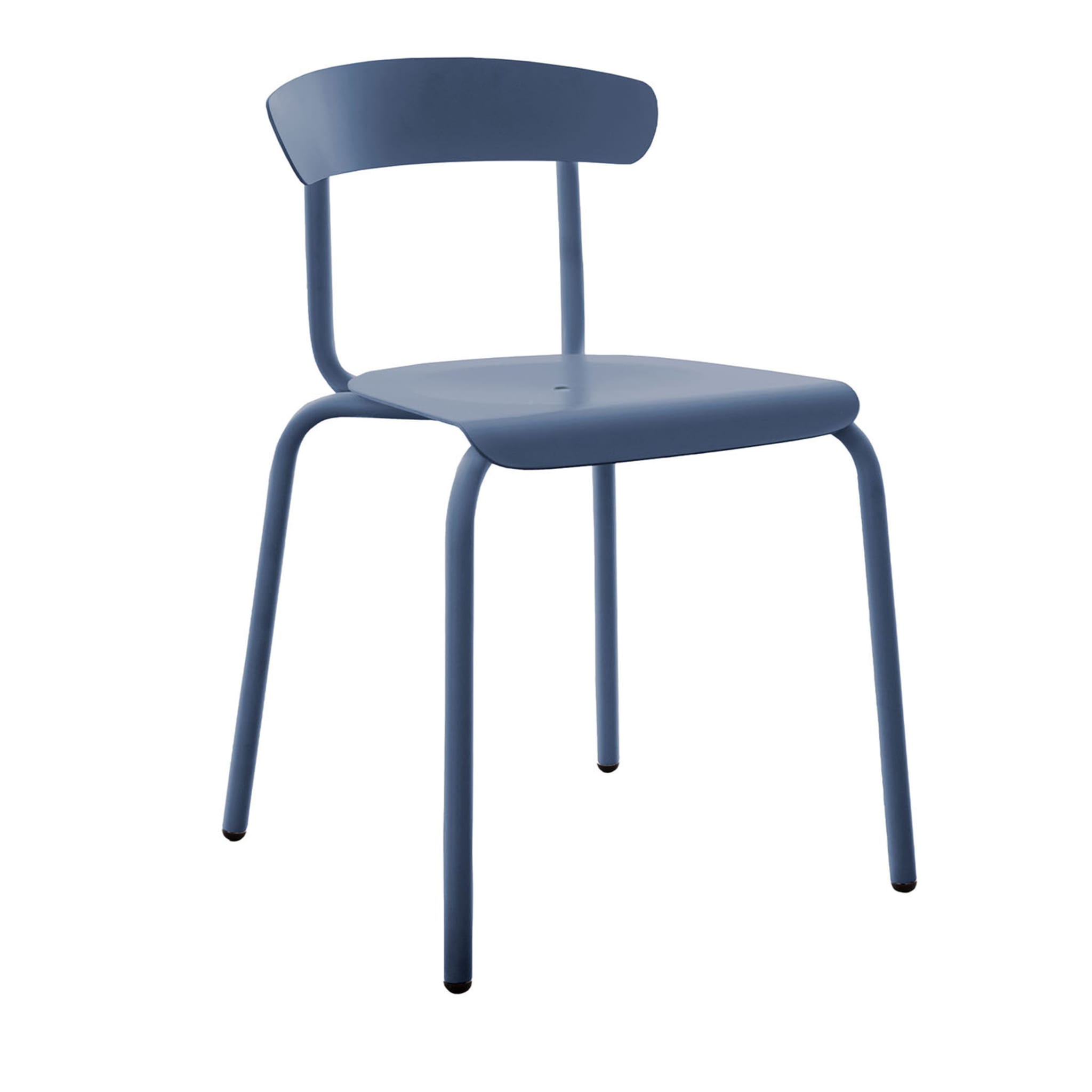 Blauer AluMito-Stuhl mit Armlehnen von Pascal Bosetti - Hauptansicht