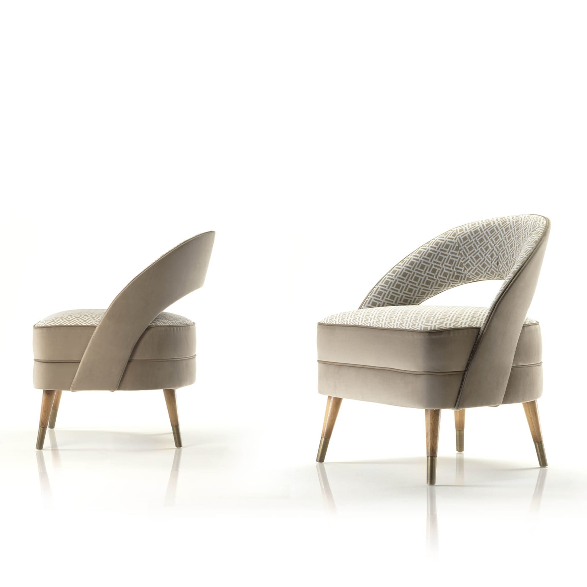 Olimpia Geometric-Patterned Taupe Armchair  - Alternative view 1