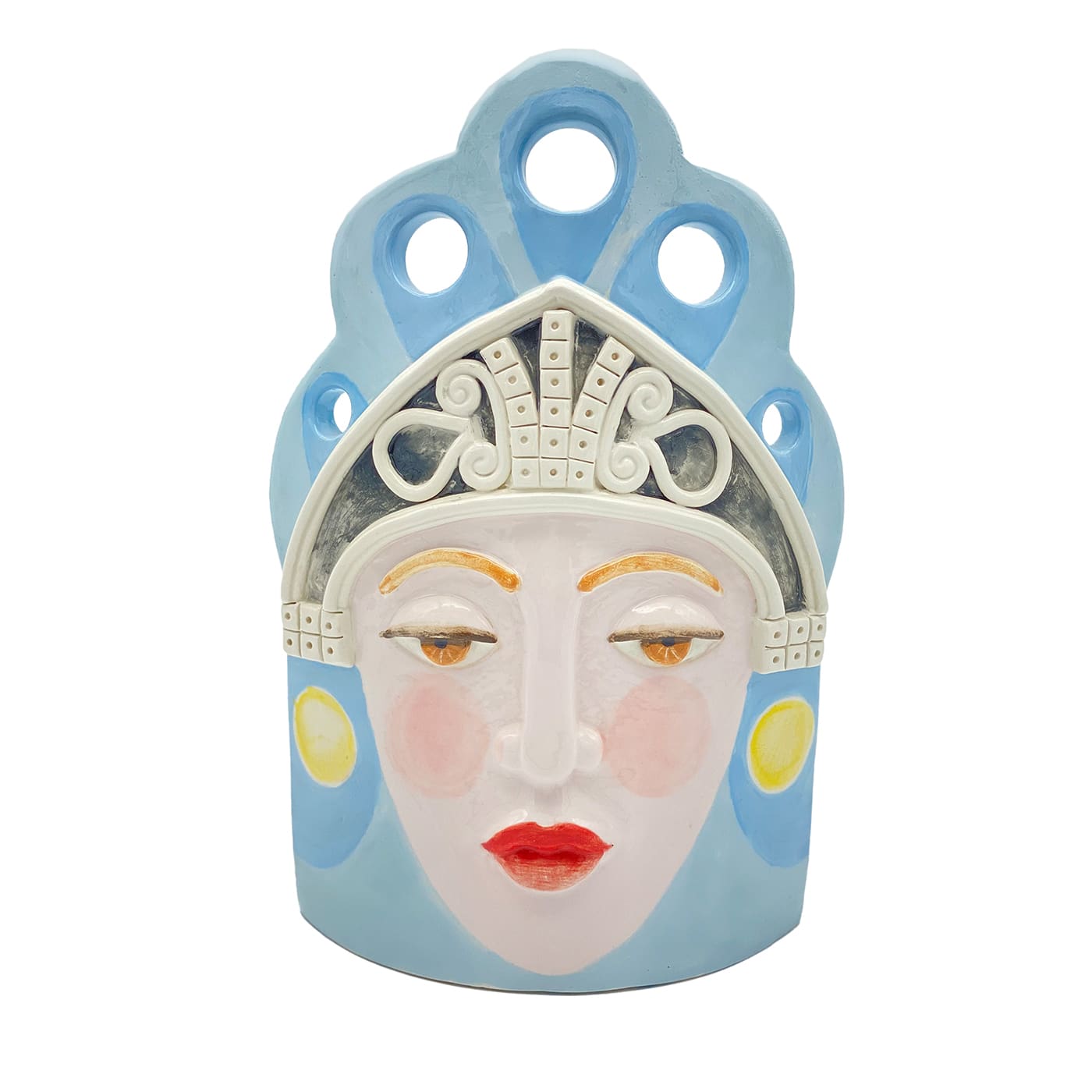 Paladino Female Knight with Yellow Earrings Decorative Mask - AP Ceramiche