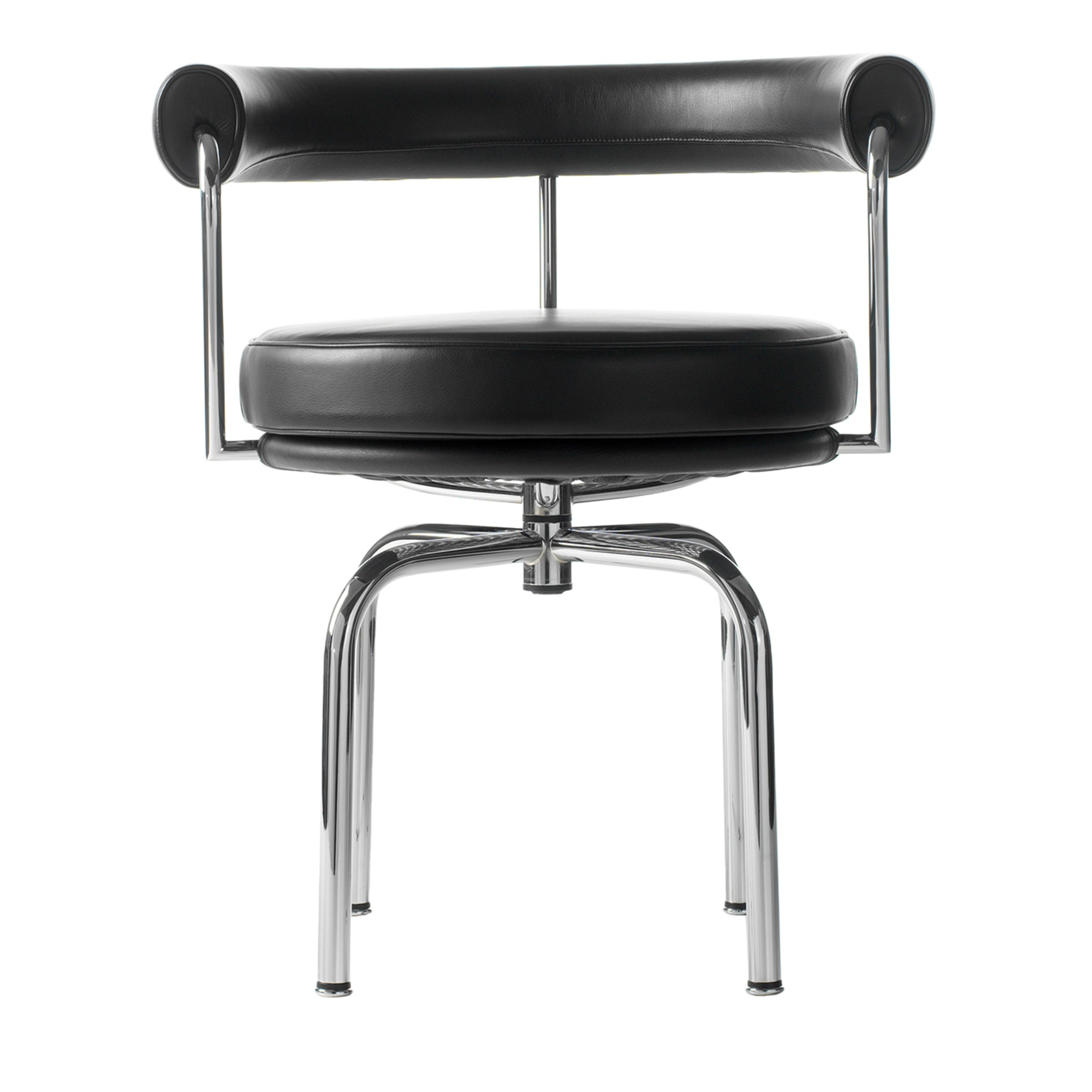 7 Fauteuil Tournant By Charlotte Perriand/Lc Collection - Chrome Frame & Black Leather - Main view