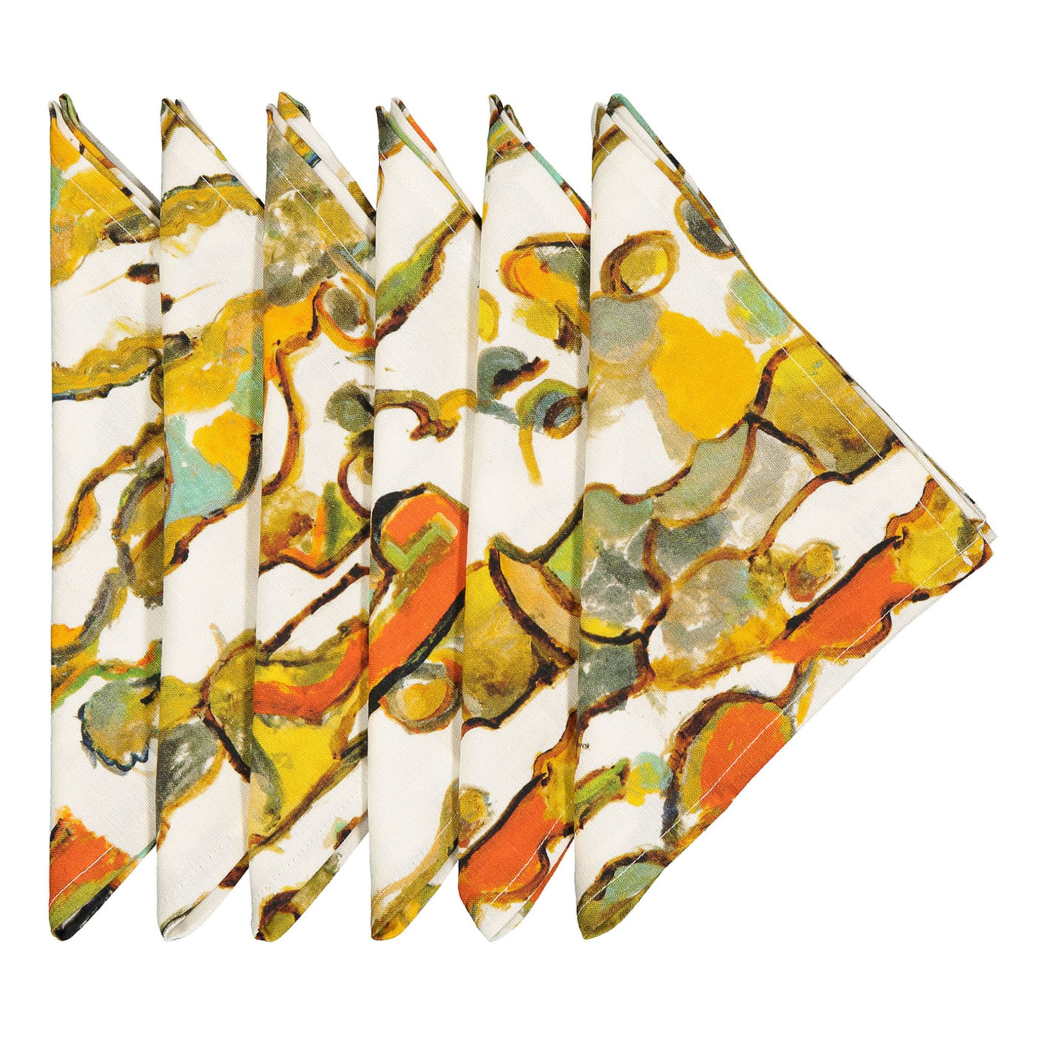 Stromboli Set de 6 serviettes en lin imprimées - Vue principale