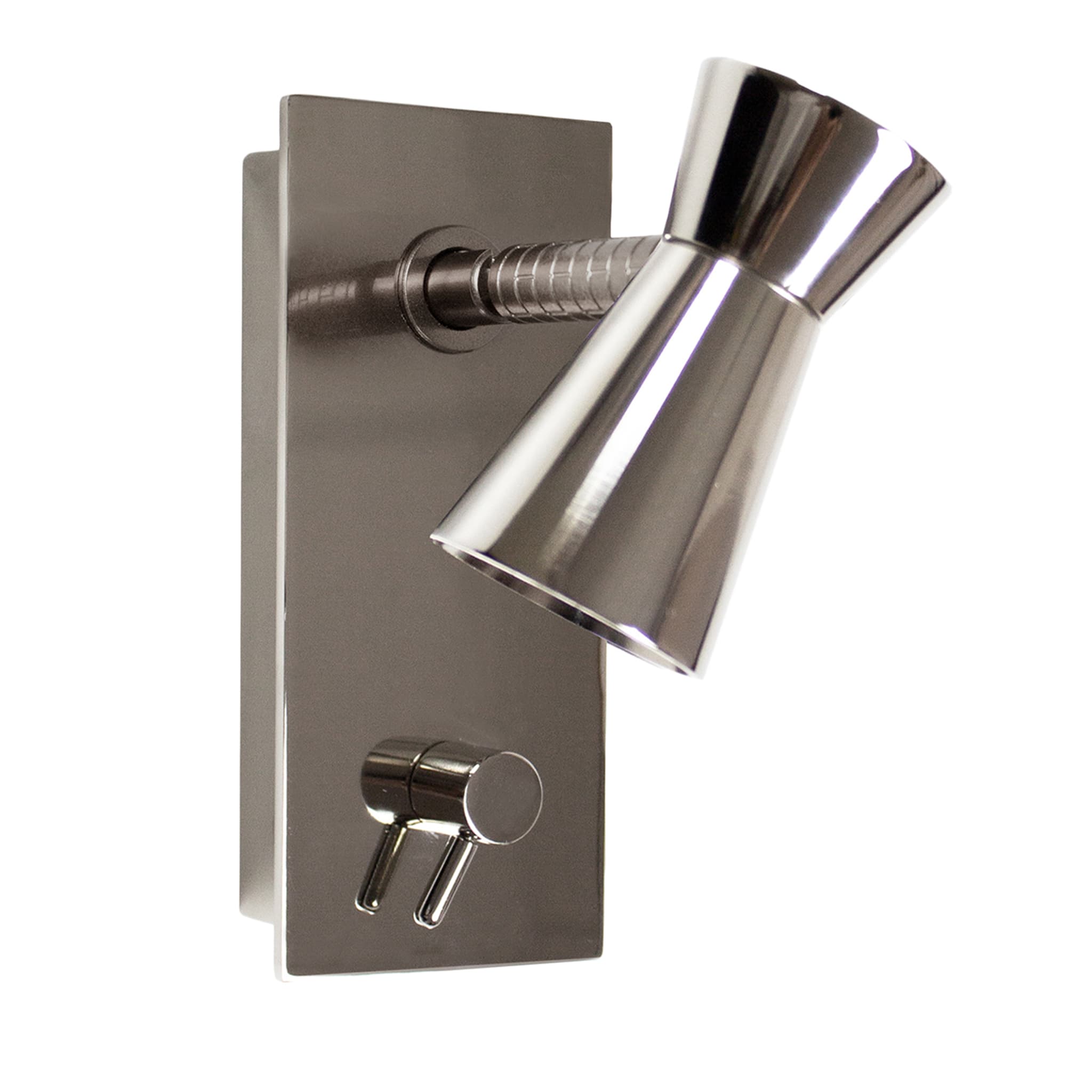 G+T Glossy Nickel Sconce with Leather Insert - Main view