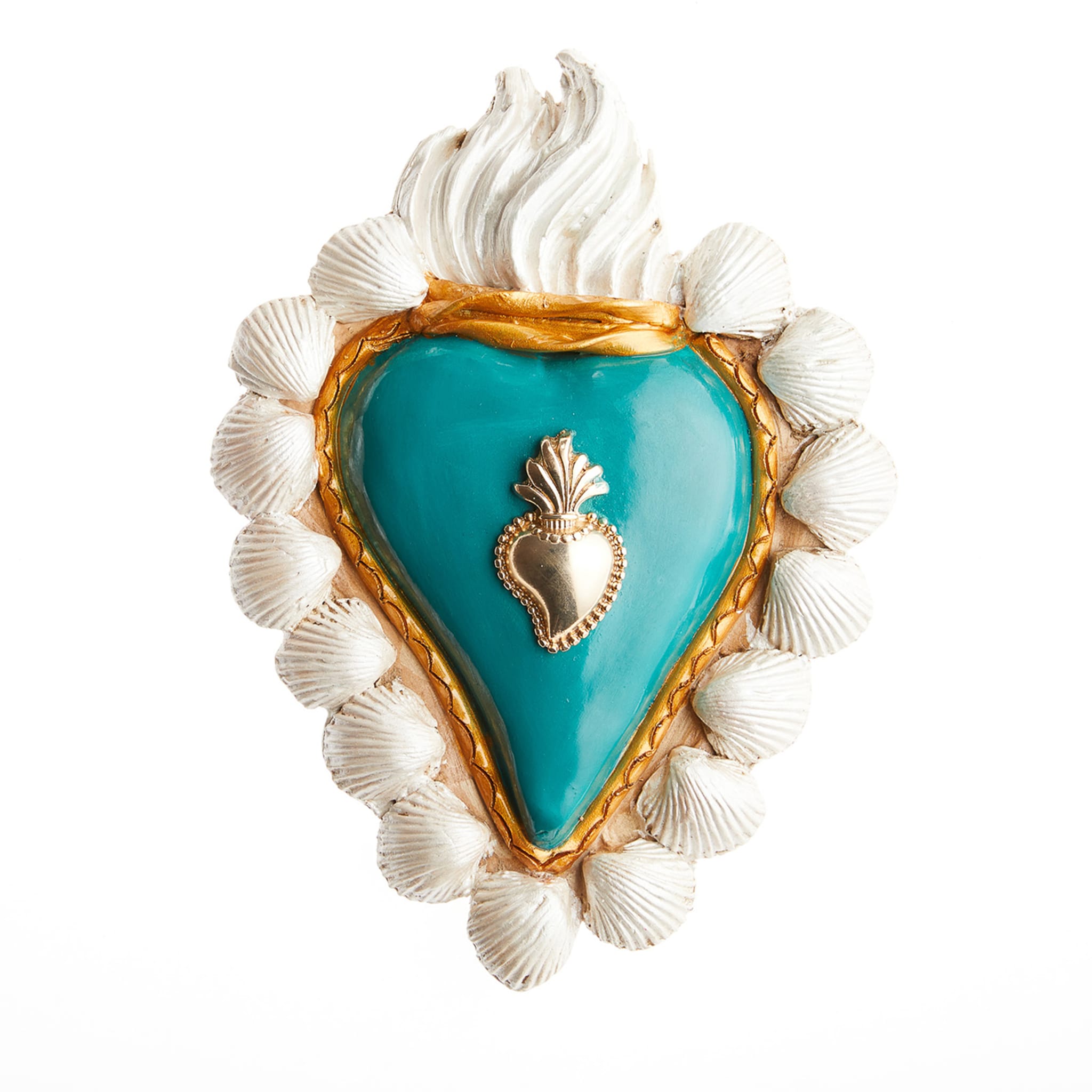 SUMMER CALLING WHITE AND TURQUOISE CERAMIC HEART - Main view