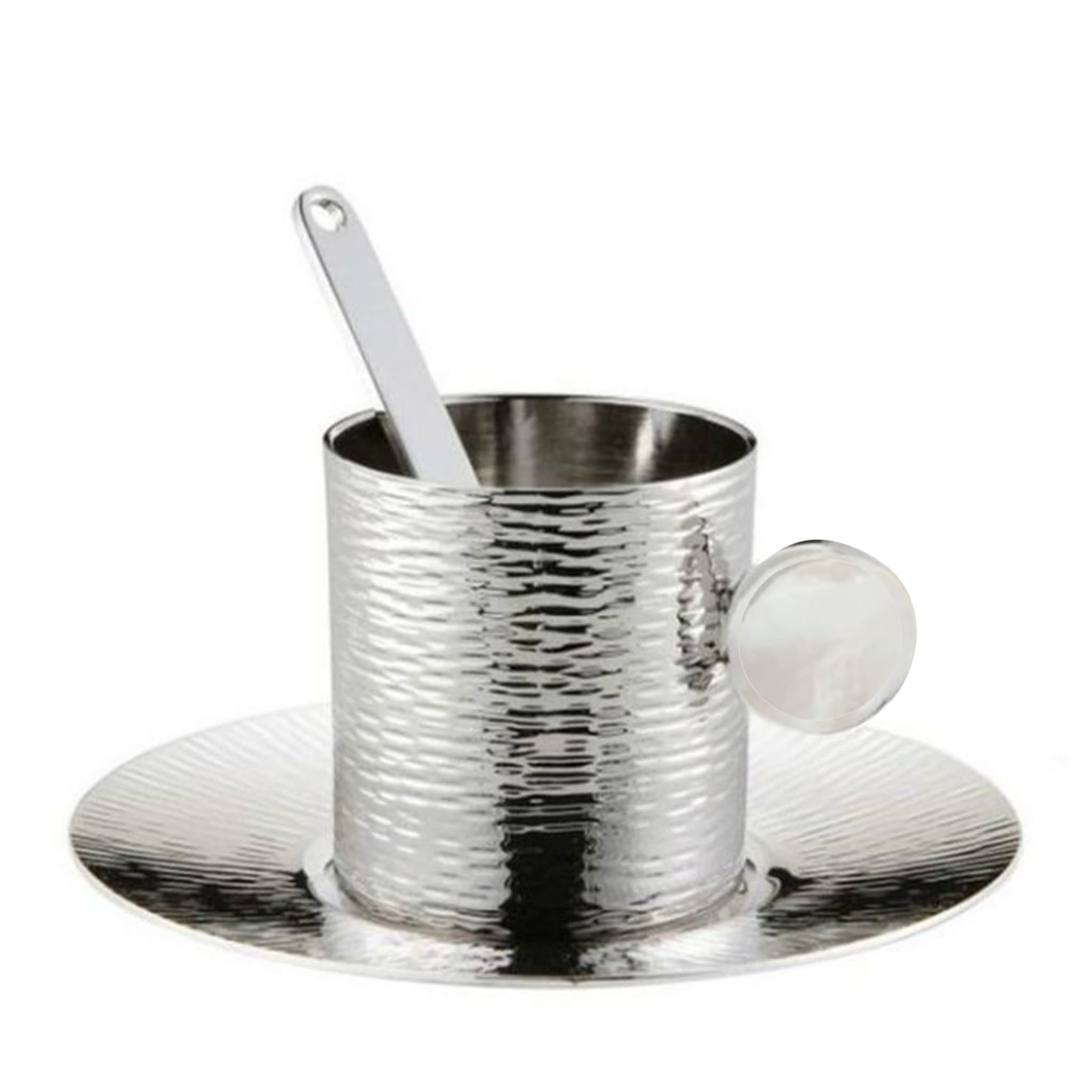 Bus Demitasse Cup with Saucer and Stirring Stick in Rhodium - Main view